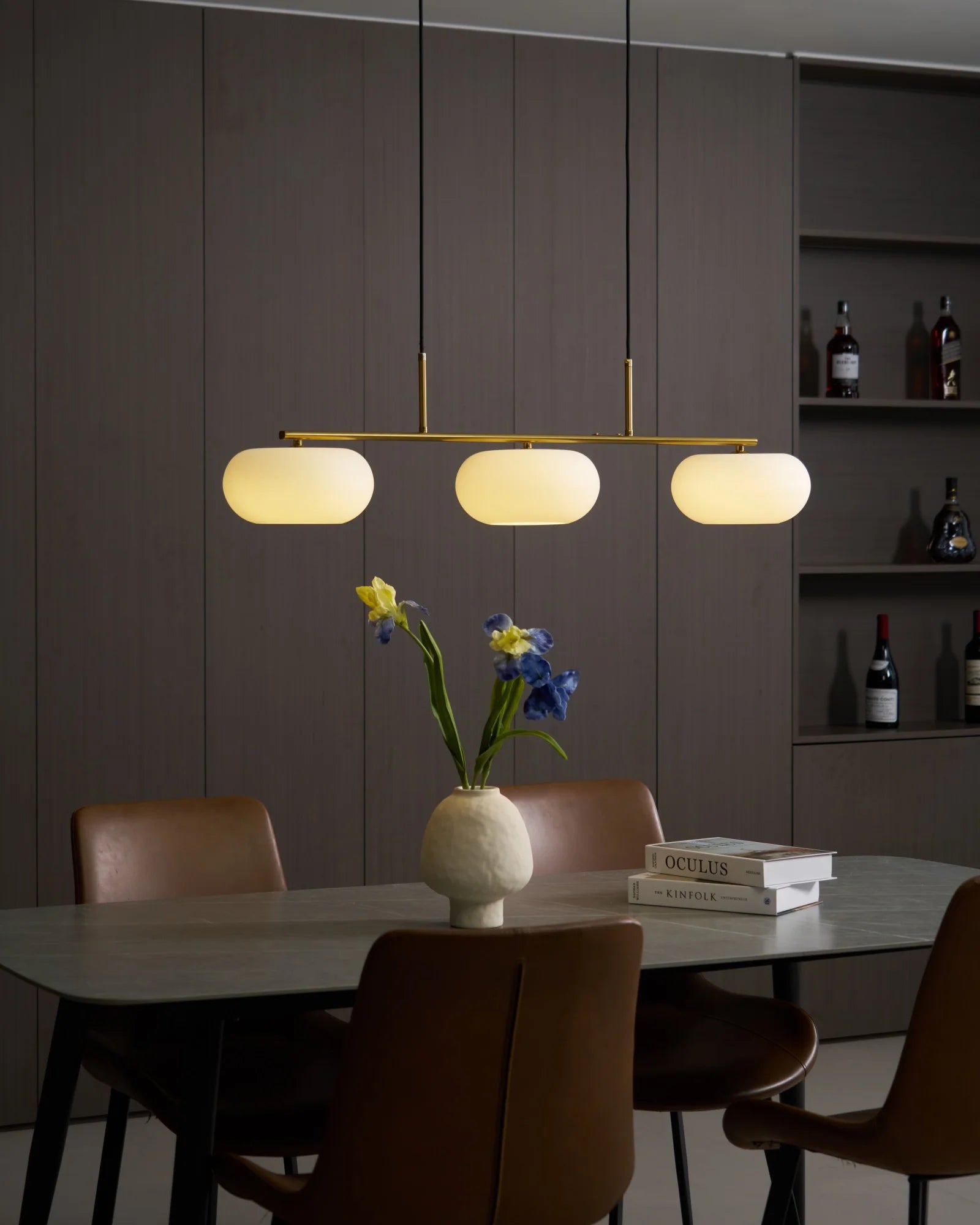 Suspension Globes en Verre Dépoli — Lustre 3 Bras Style Nordique | KAKI™