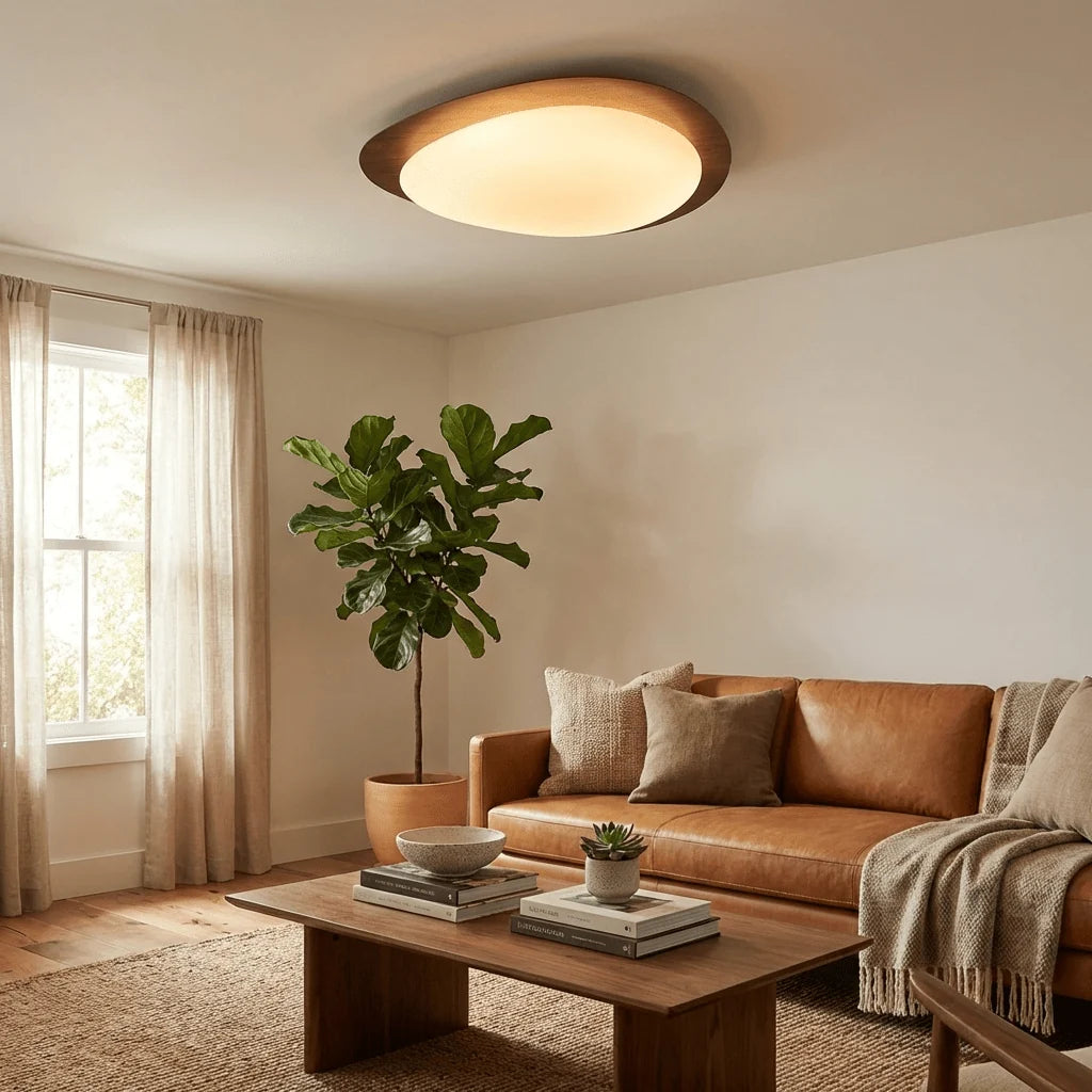 Plafonnier Design Galet Bois Asymétrique pour Chambre & Salle à Manger | CAILLOU™