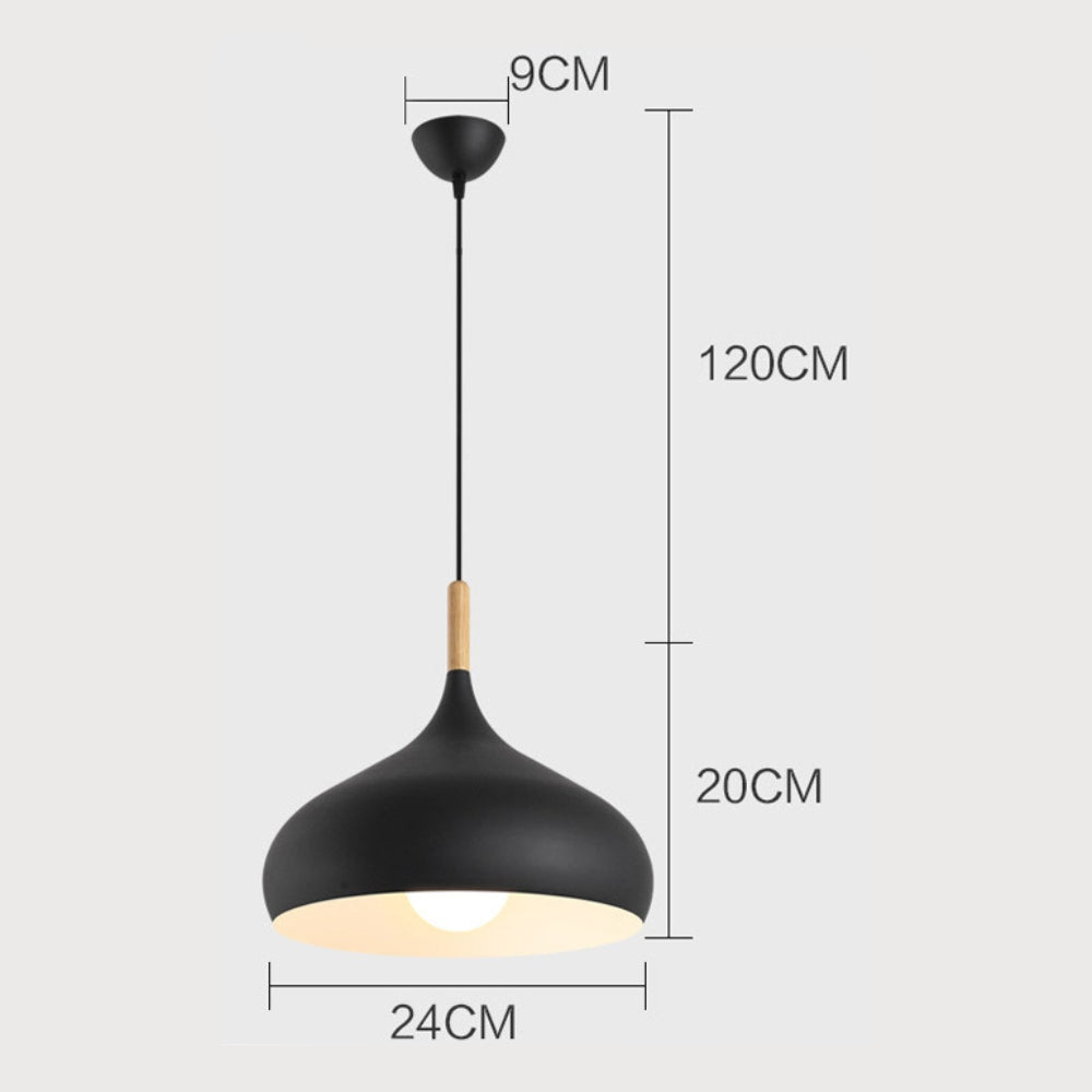 Suspension Champignon Style Scandinave en Métal et Bois - Luminaire Design E27