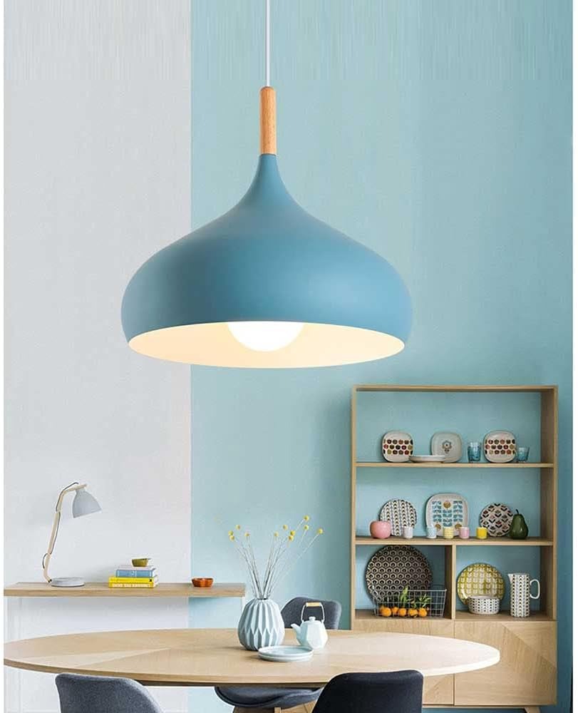 Suspension Champignon Style Scandinave en Métal et Bois - Luminaire Design E27