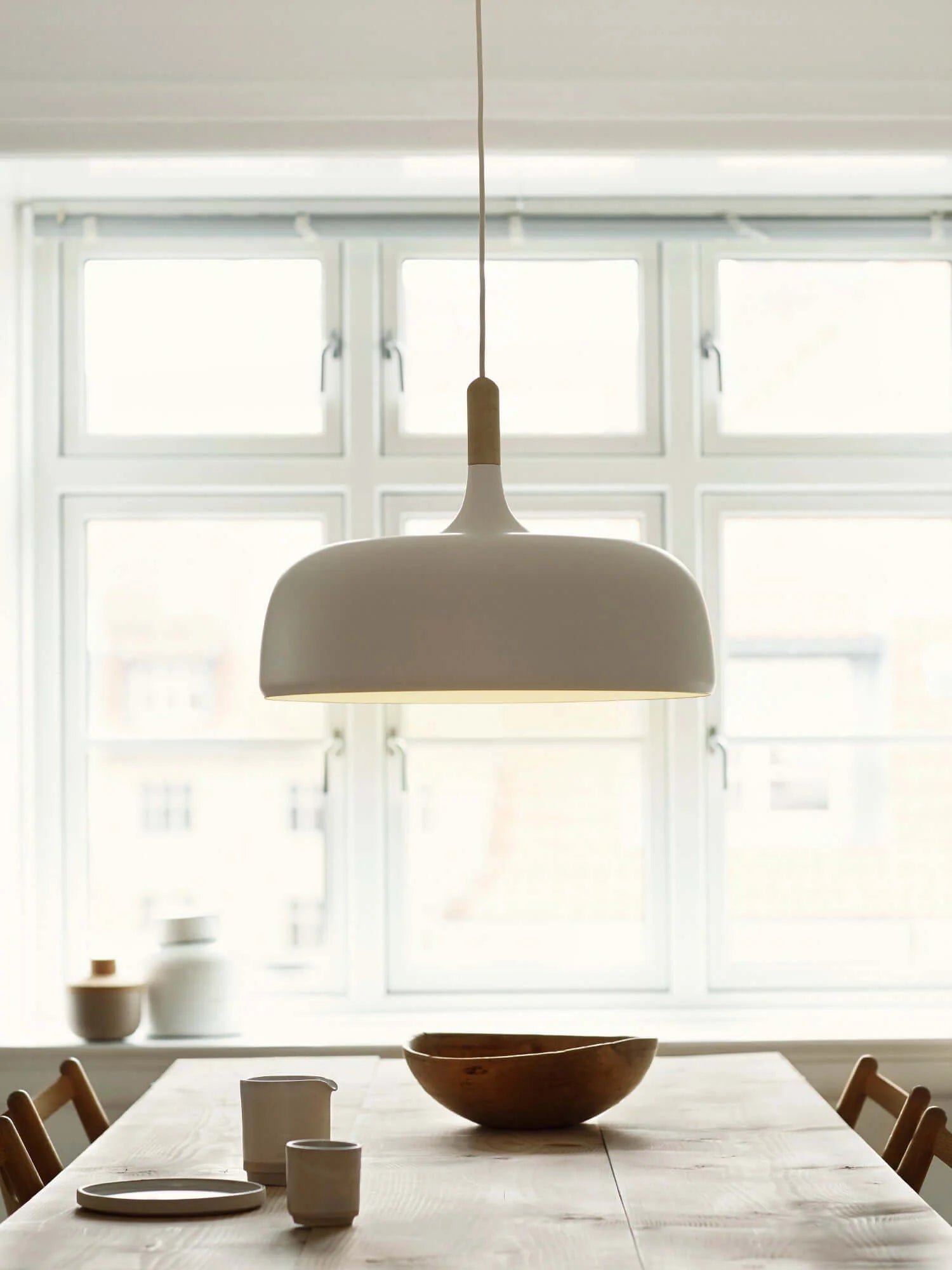 Suspension Disque en Fer & Bois — Lustre Style Nordique Contemporain | PALET™