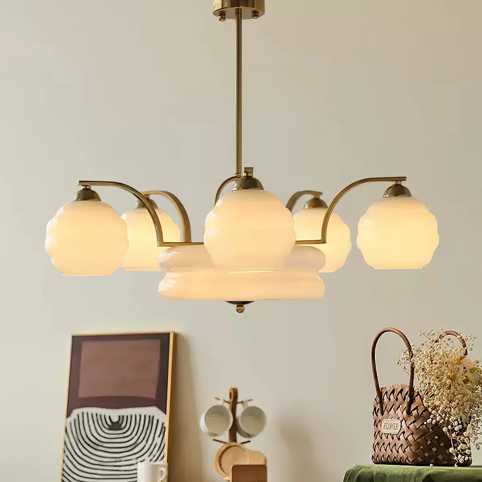 Suspension Verre Multi-Têtes Style Danois — Lustre Bauhaus Nordique Rétro | FJORD™