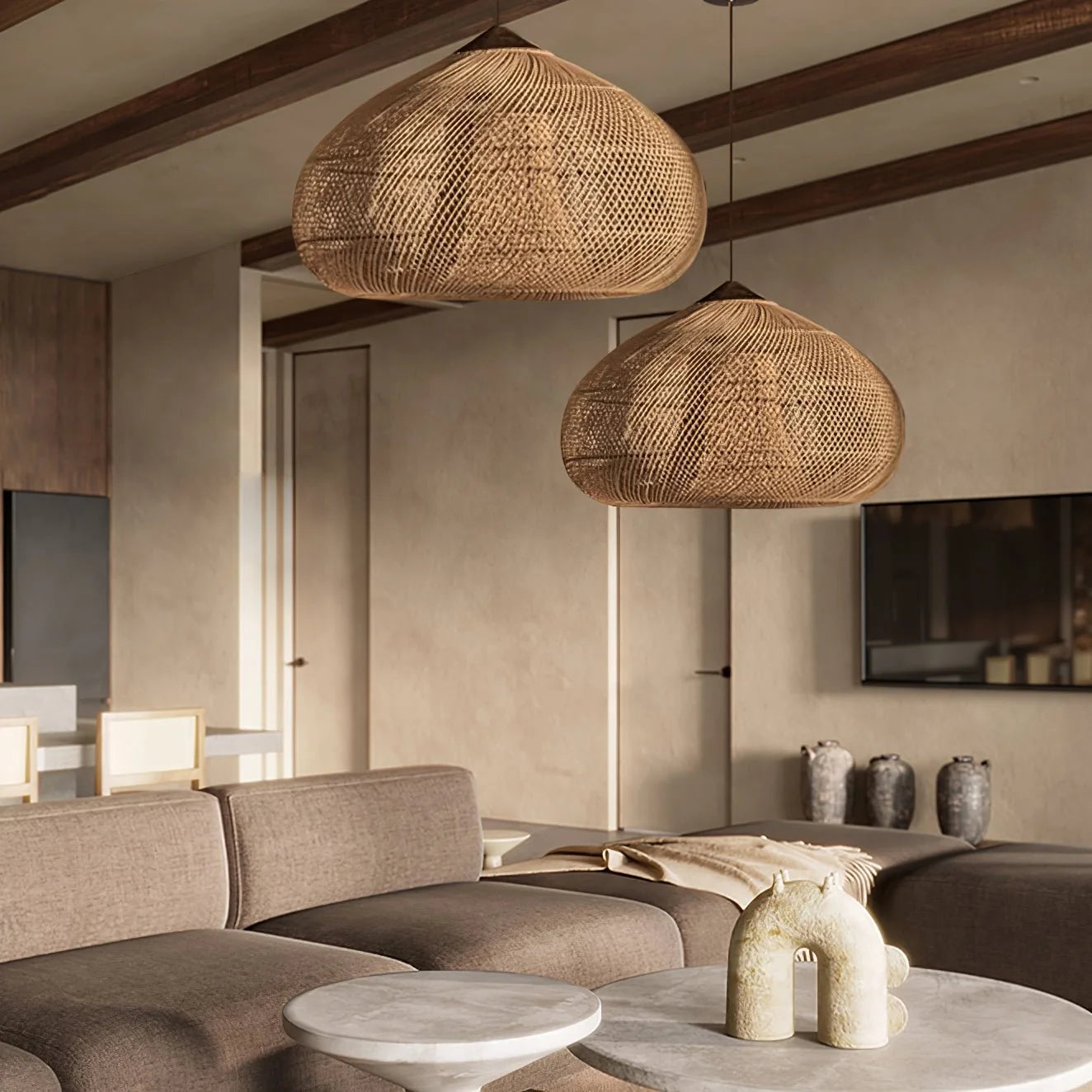 Suspension en Rotin Tressé — Lustre Style Asie du Sud-Est | OSIER™