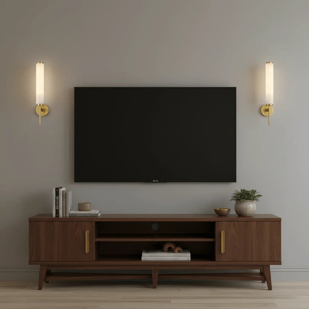 Applique Murale en Marbre Sculpté & Cuivre — Lampe Décorative Style Moderne | MARBRURE™