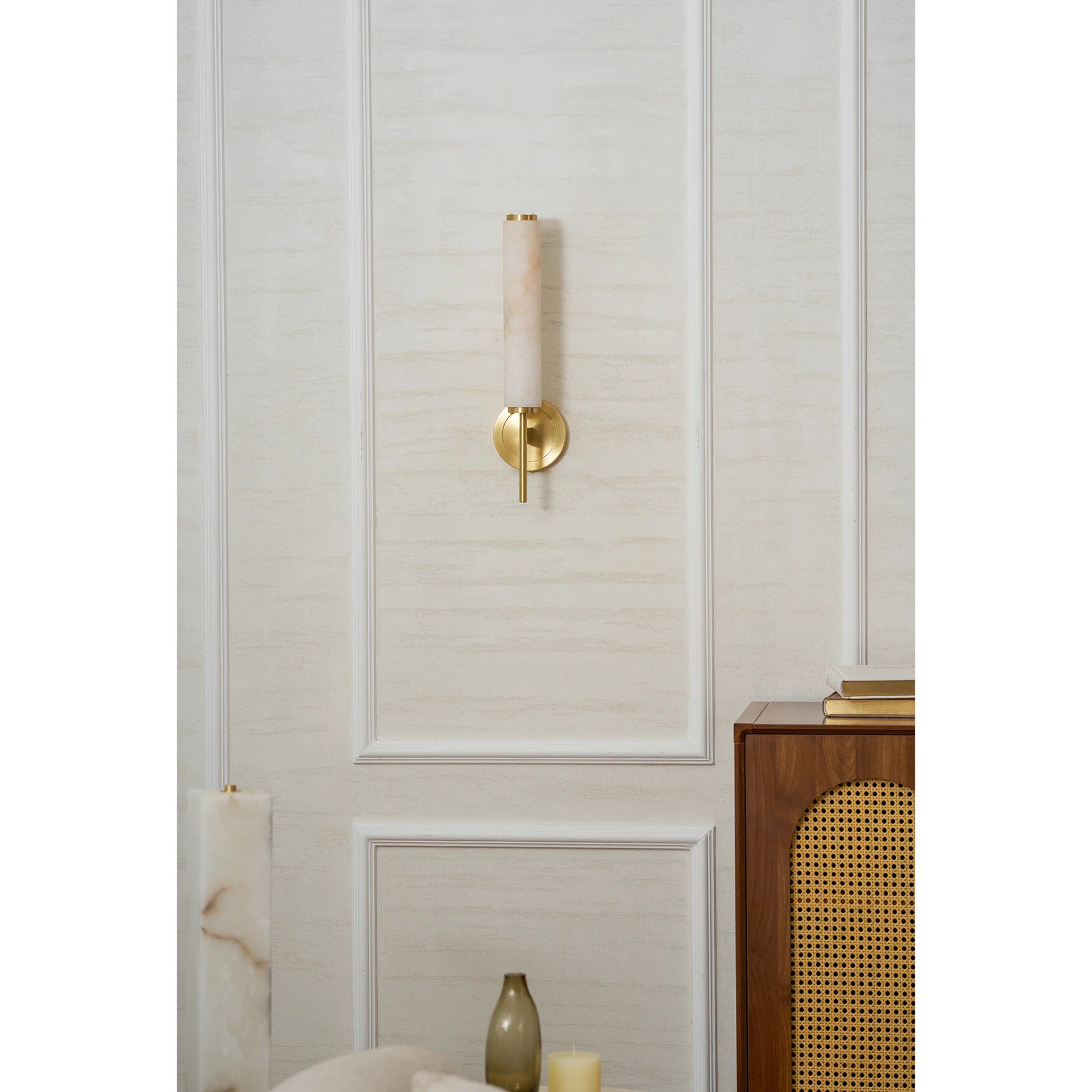 Applique Murale en Marbre Sculpté & Cuivre — Lampe Décorative Style Moderne | MARBRURE™