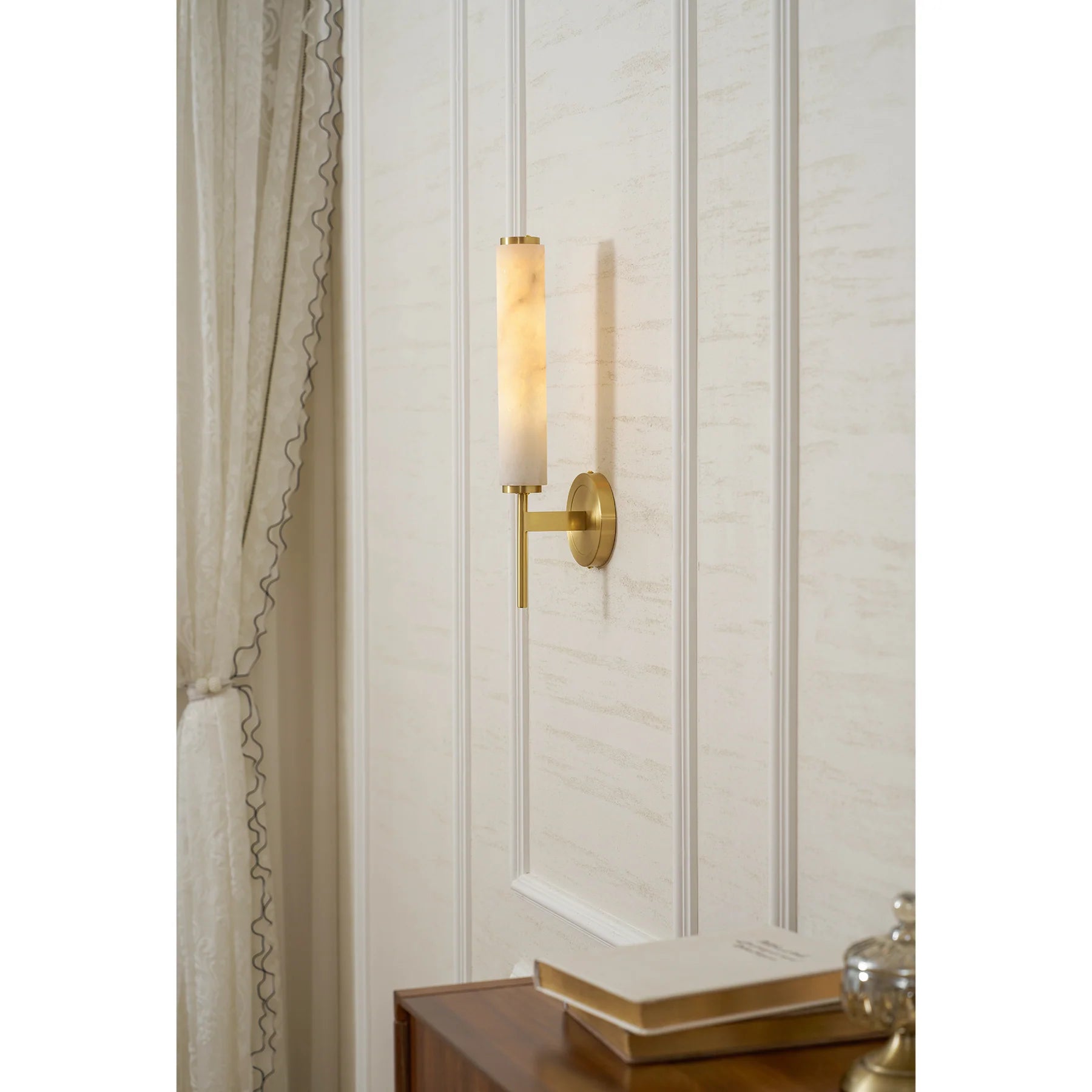 Applique Murale en Marbre Sculpté & Cuivre — Lampe Décorative Style Moderne | MARBRURE™