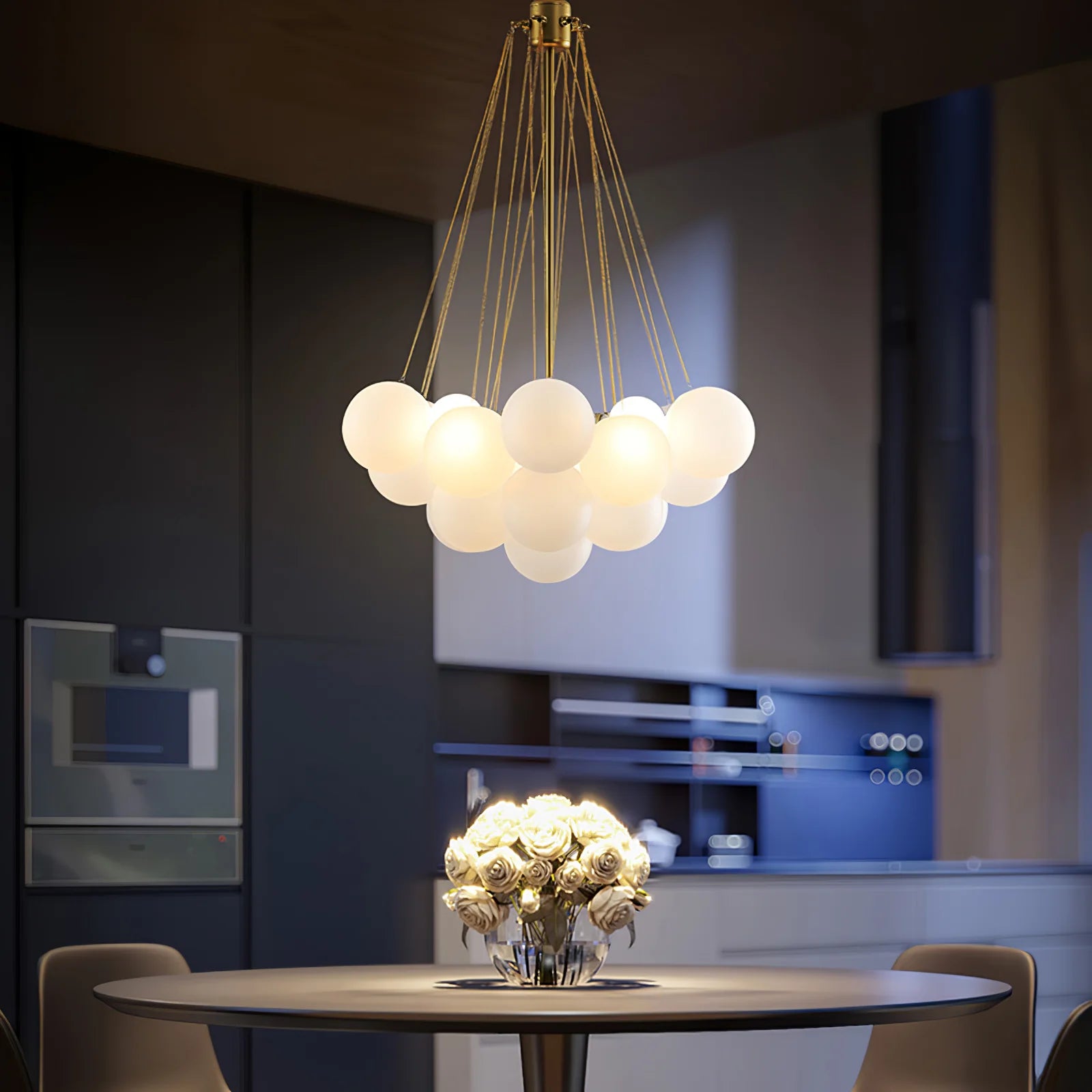 Lustre Boule de Verre Dépoli Multi-Têtes | ESSAIM™