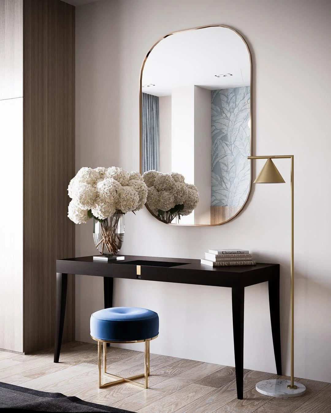 Lampadaire Doré Pied Acier & Base Marbre — Abat-jour Conique Style Classique | CANNE™