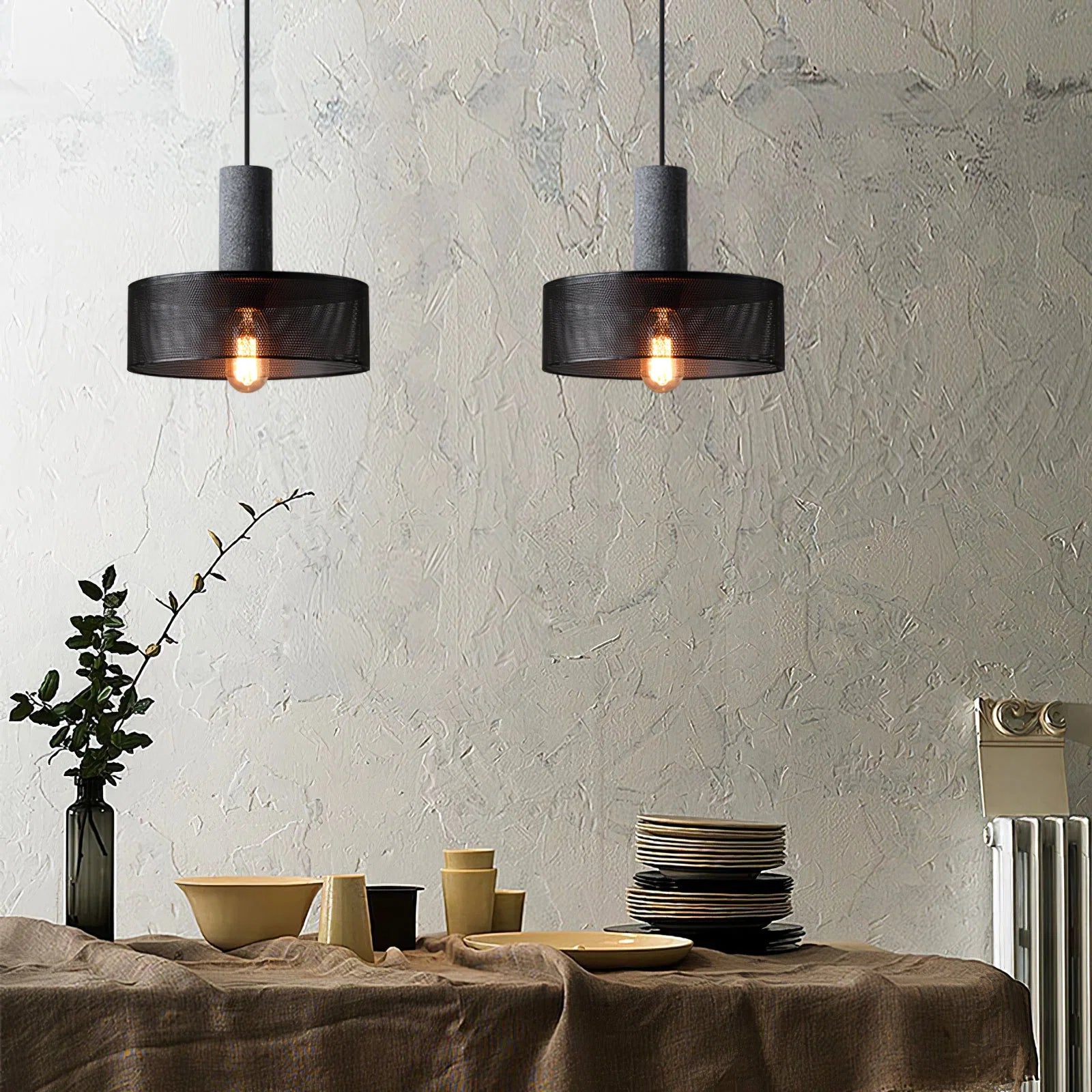 Suspension en Ciment Brut — Lustre Style Loft Industriel Vintage | BÉTON™