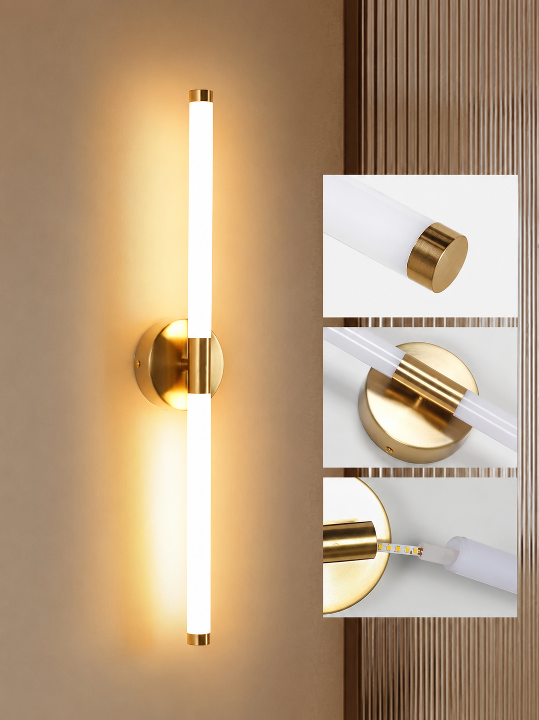 Applique Murale LED Linéaire Doré — Luminaire Design Moderne Double Diffusion | AXIS™
