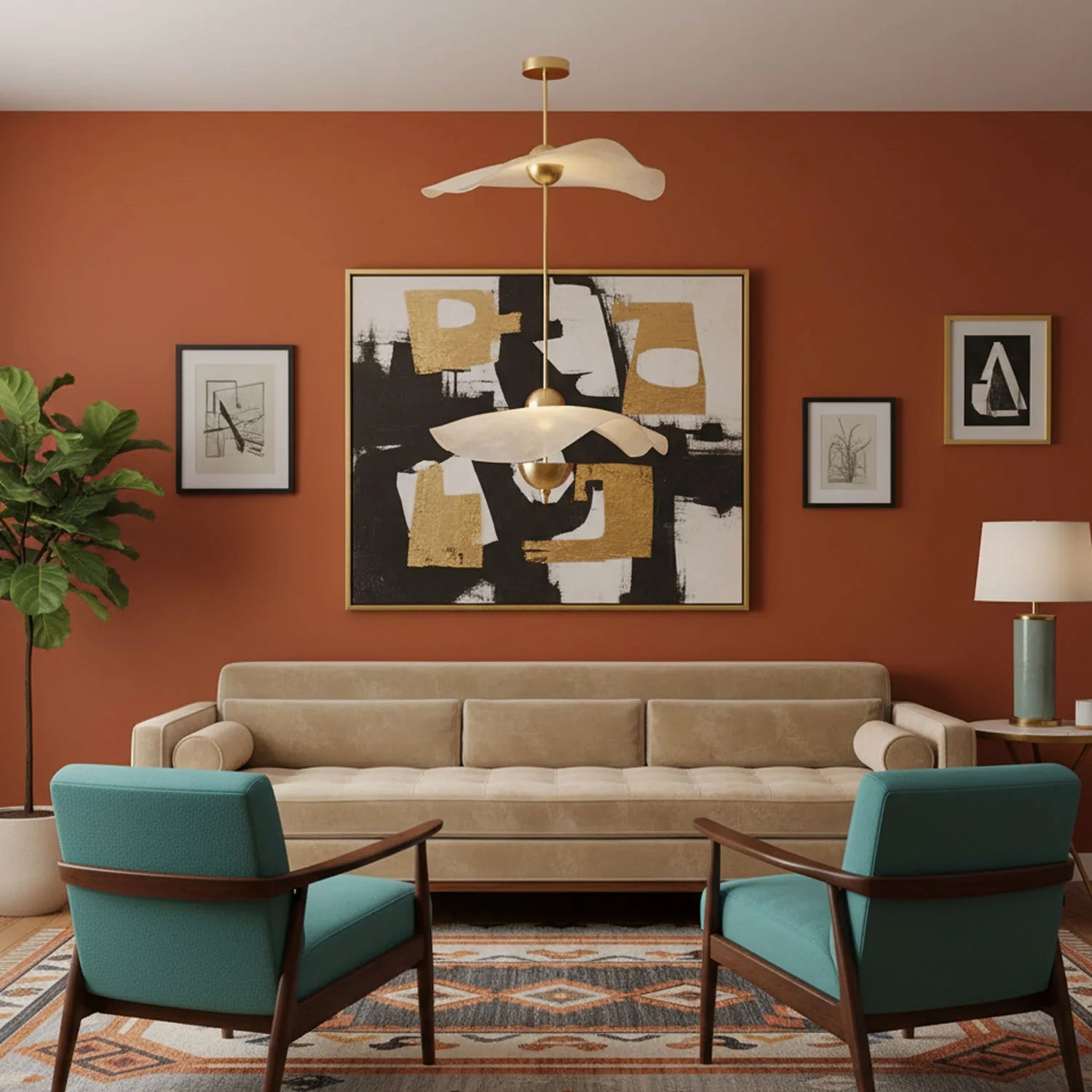 Suspension Feuille de Lotus Dorée — Lustre Art Déco Style Moderne | FEUILLAGE™