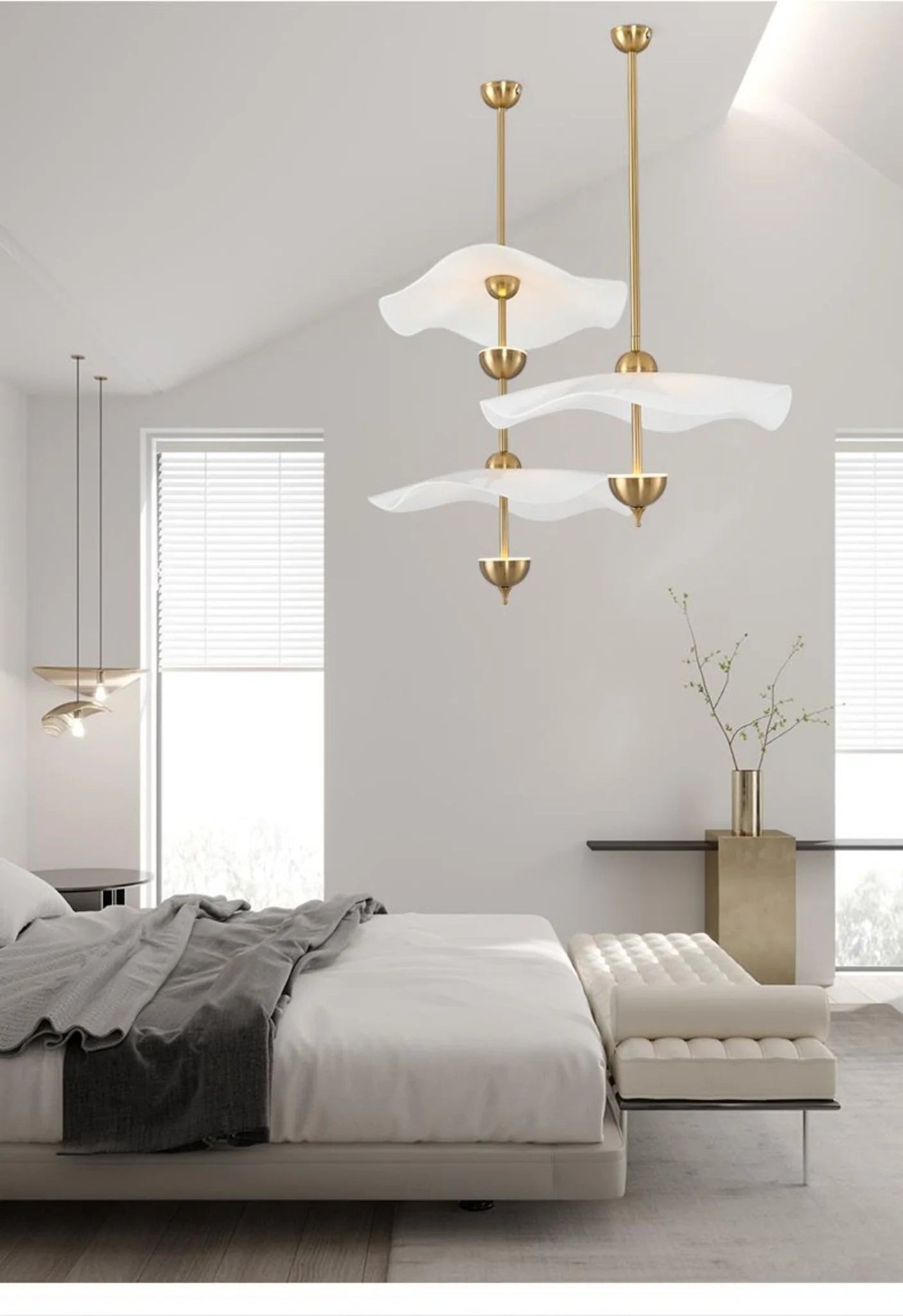Suspension Feuille de Lotus Dorée — Lustre Art Déco Style Moderne | FEUILLAGE™