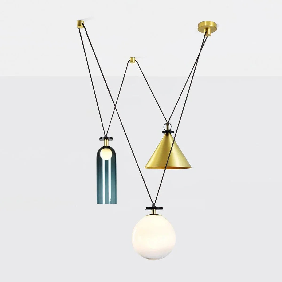 Suspension en Verre Formes Géométriques — Lustre Modulable Style Minimaliste | GÉODE™
