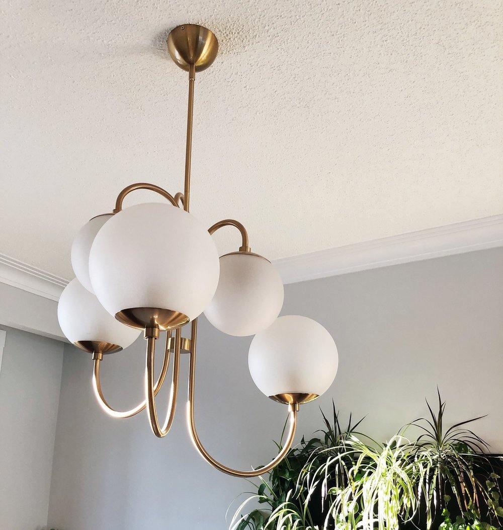 Suspension Amas de Globes en Verre & Laiton — Lustre 6 Têtes Style Moderne | AMAS™