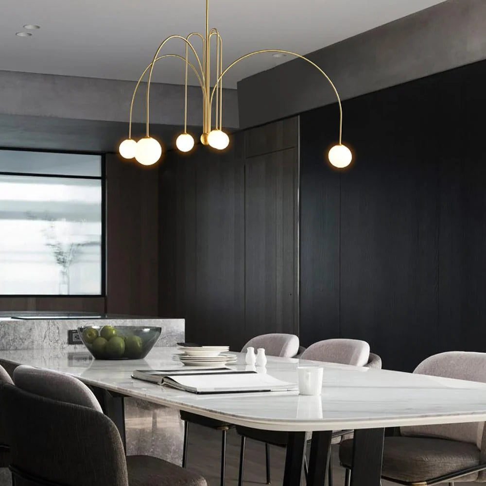 Lustre LED Design Comète Globes en Verre 6 Lumières pour Salon & Salle à Manger | MÉTÉORE™