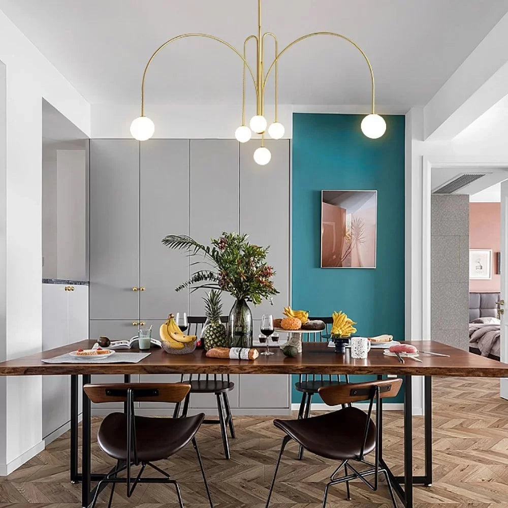 Lustre LED Design Comète Globes en Verre 6 Lumières pour Salon & Salle à Manger | MÉTÉORE™