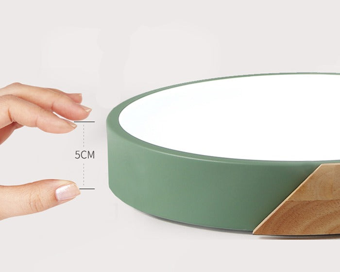 abat-jour tambour nordique LED moderne en bois et fer peint avec lumière réglable