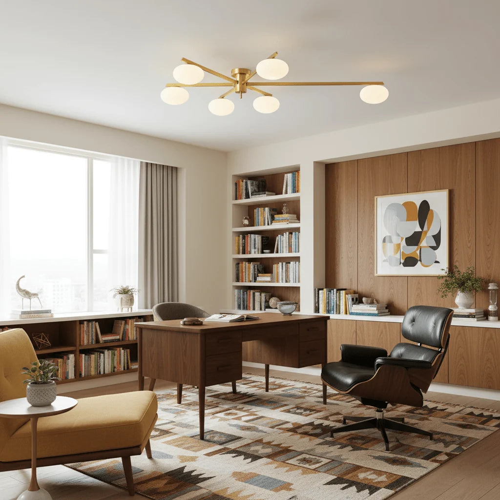 Plafonnier Art Déco Laiton Globes en Verre Façon Galet | GERBE™