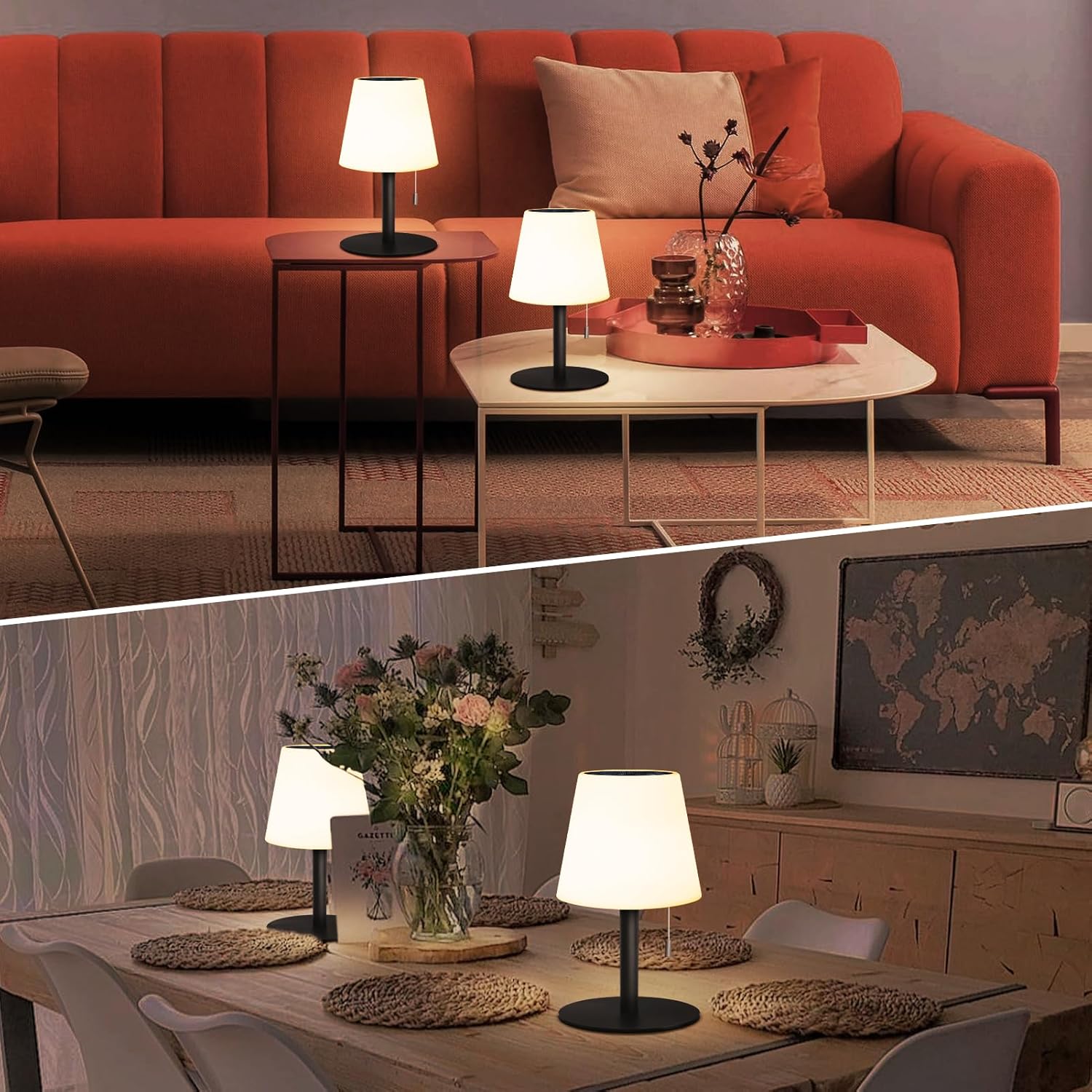 lampe de table solaire 2 en 1 Kimberly pour extérieur avec éclairage LED intégré