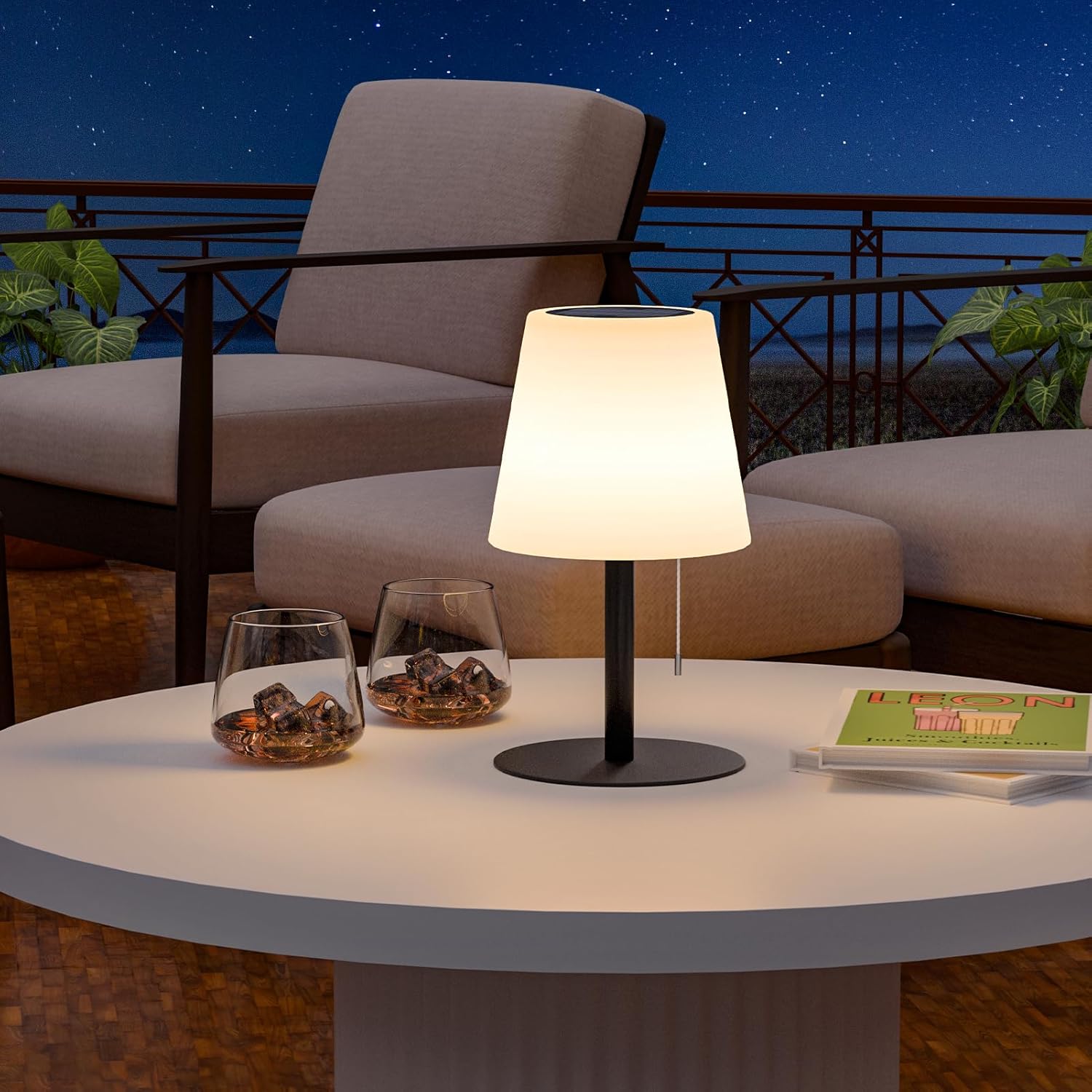 lampe de table solaire 2 en 1 Kimberly pour extérieur avec éclairage LED intégré