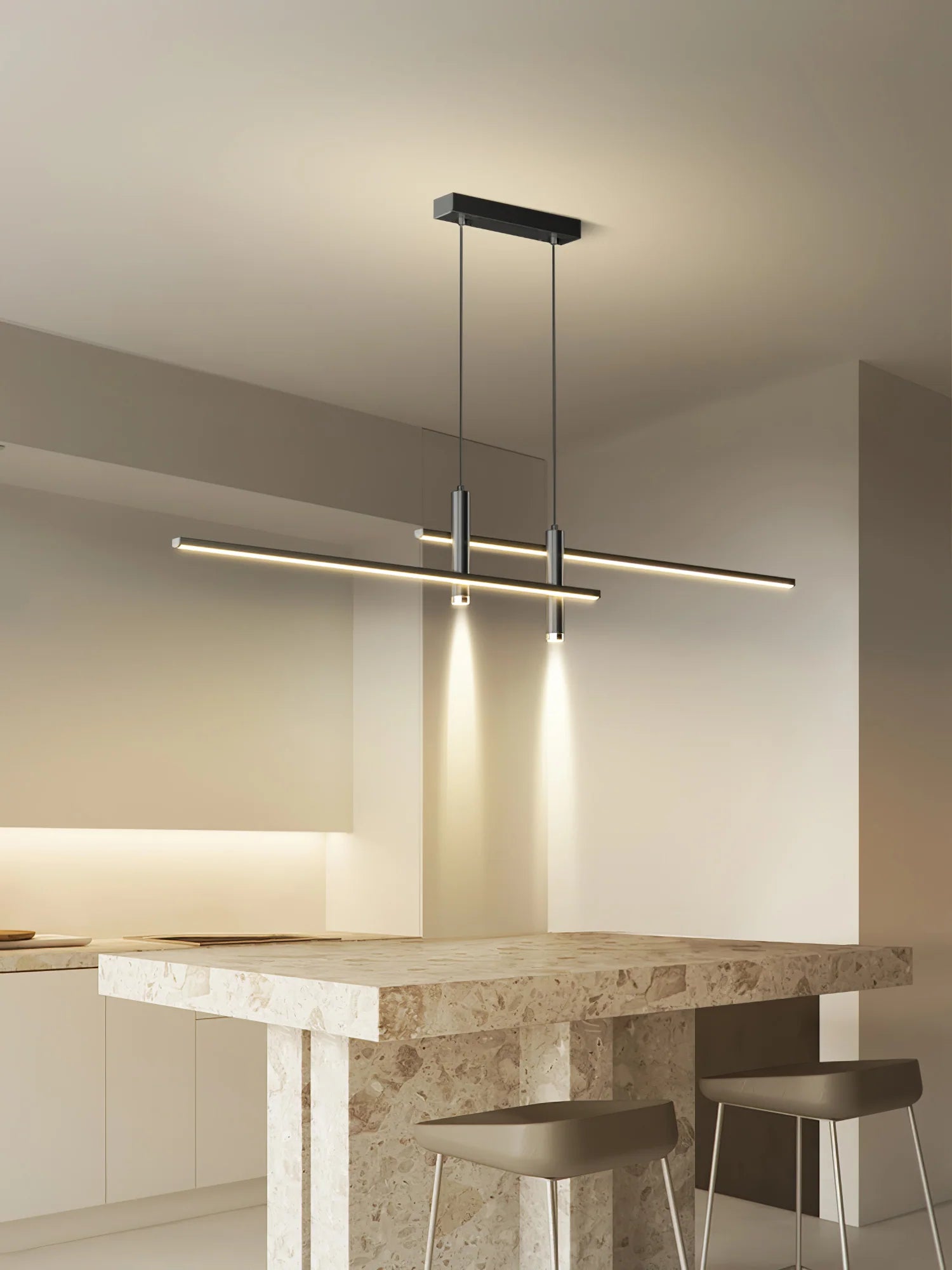 Suspension Linéaire LED Multi-Points — Lustre Minimaliste Table à Manger | CHAPELET™