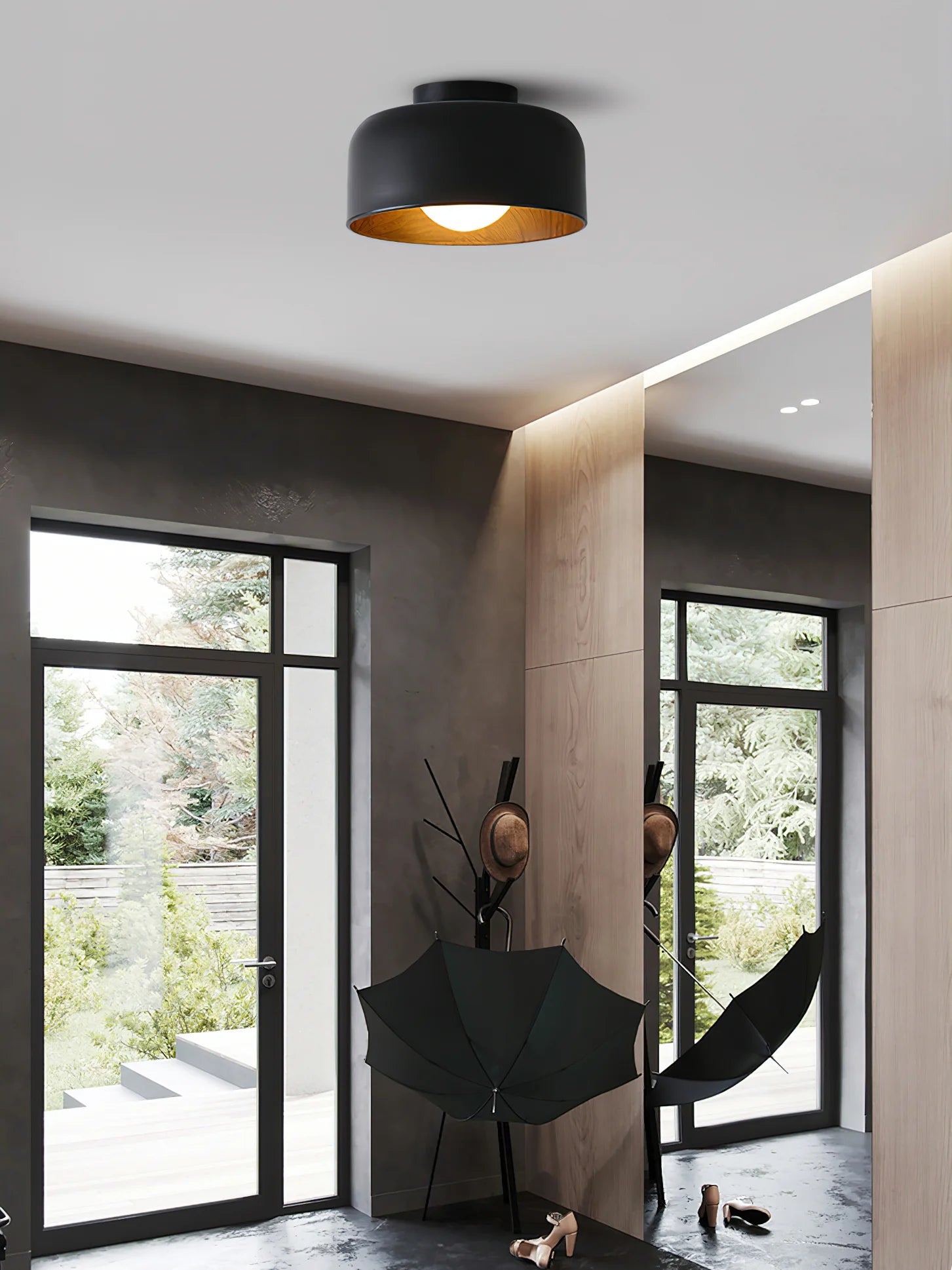 Plafonnier Rond Effet Bois Intérieur | TAMBOUR™