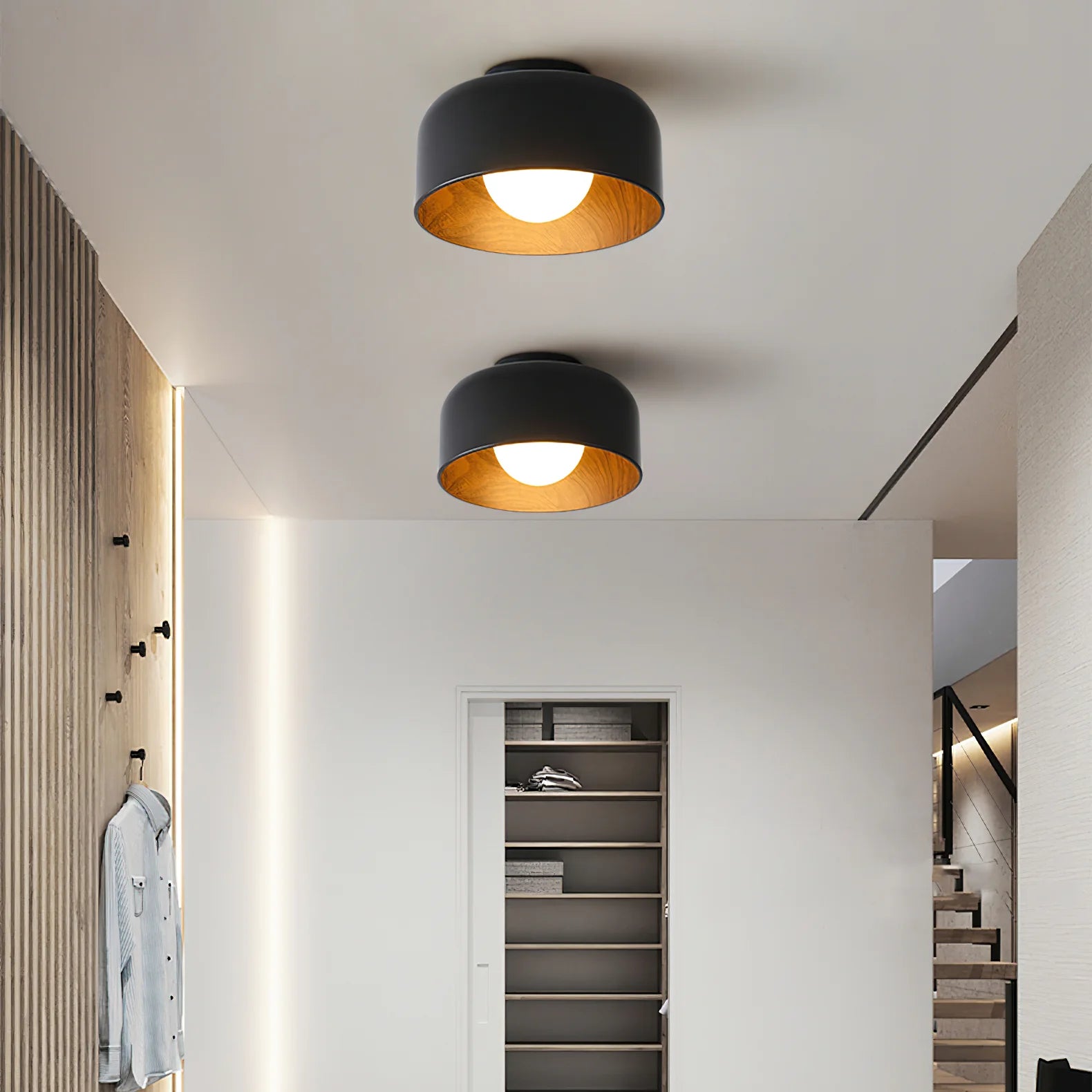Plafonnier Rond Effet Bois Intérieur | TAMBOUR™