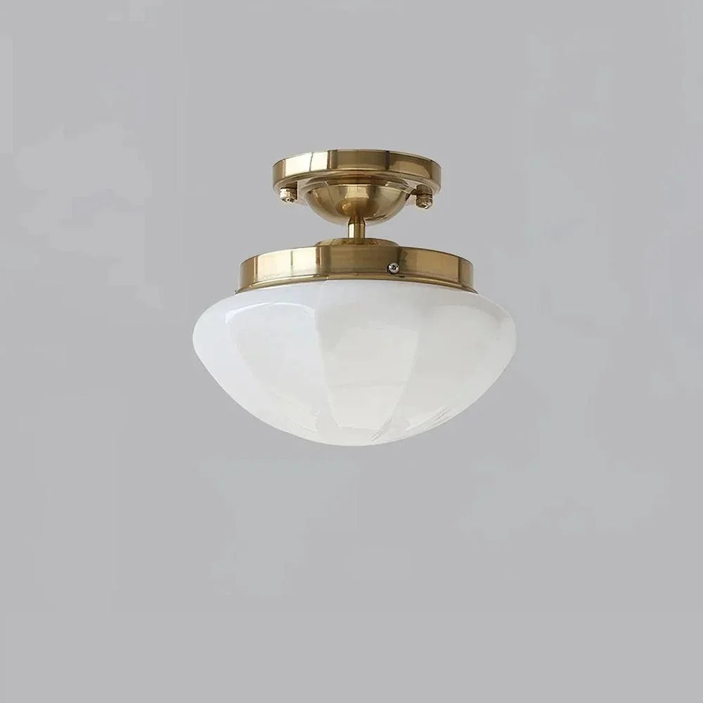 Plafonnier Semi-Encastré en Verre Crème — Lampe Plafond Style Français Contemporain | MOUSSELINE™