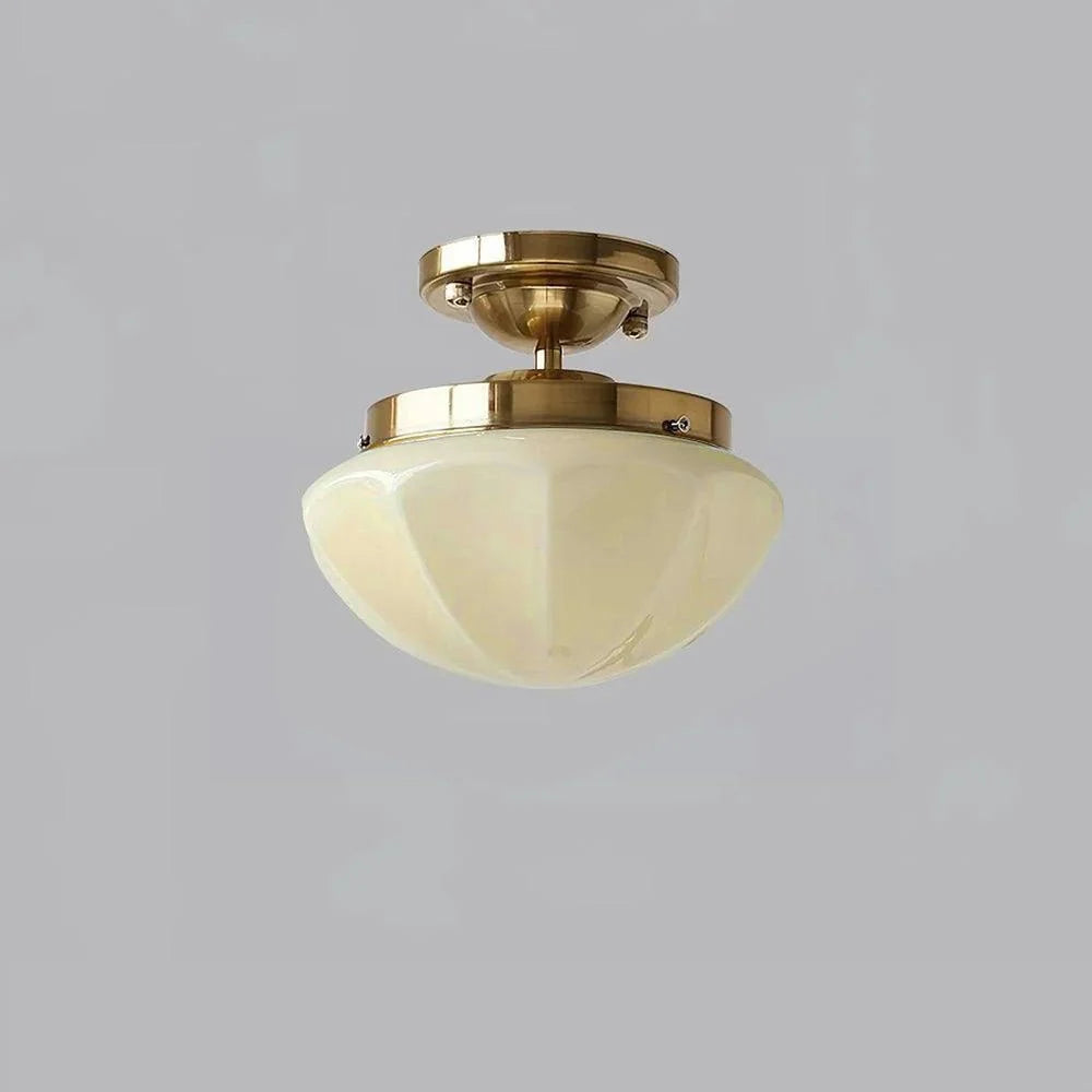 Plafonnier Semi-Encastré en Verre Crème — Lampe Plafond Style Français Contemporain | MOUSSELINE™
