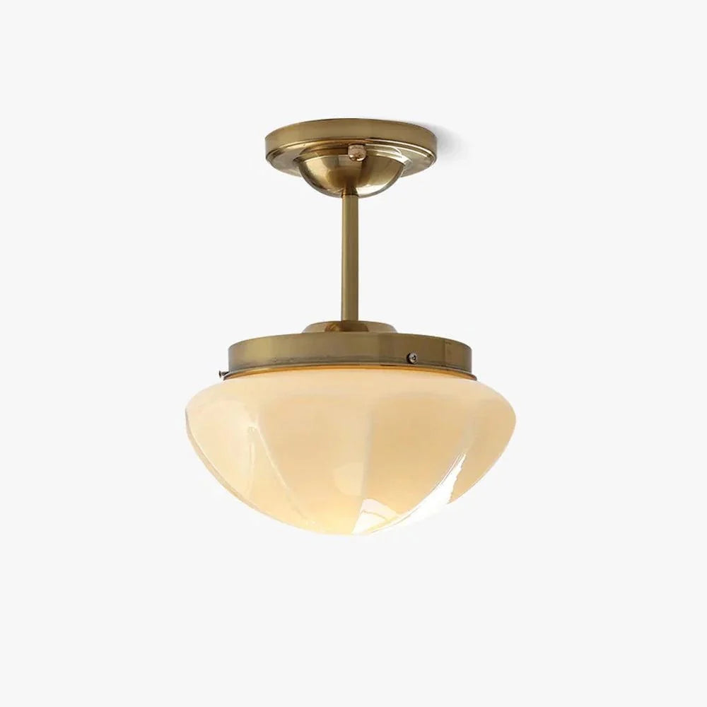 Plafonnier Semi-Encastré en Verre Crème — Lampe Plafond Style Français Contemporain | MOUSSELINE™