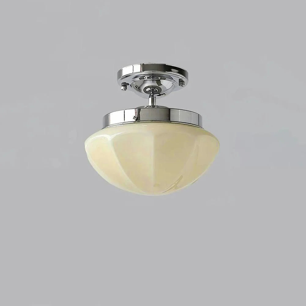 Plafonnier Semi-Encastré en Verre Crème — Lampe Plafond Style Français Contemporain | MOUSSELINE™