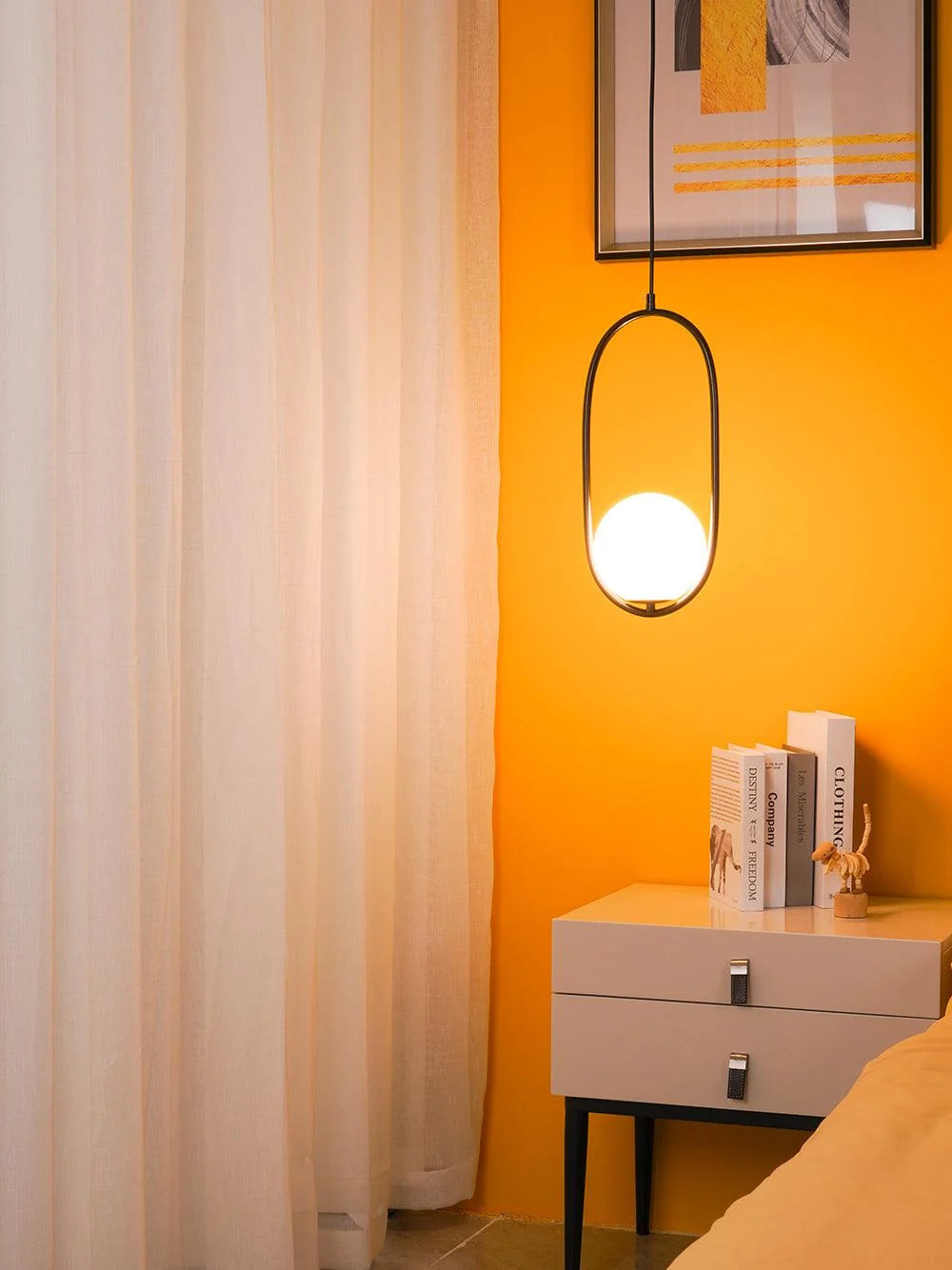 Suspension Boule de Verre & Tige Métal — Petit Lustre Style Bar Minimaliste | GOUTTELETTE™