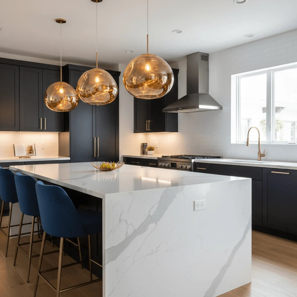 Suspension Design Verre Effet Lave Métallique pour Salon & Salle à Manger | LAVE™
