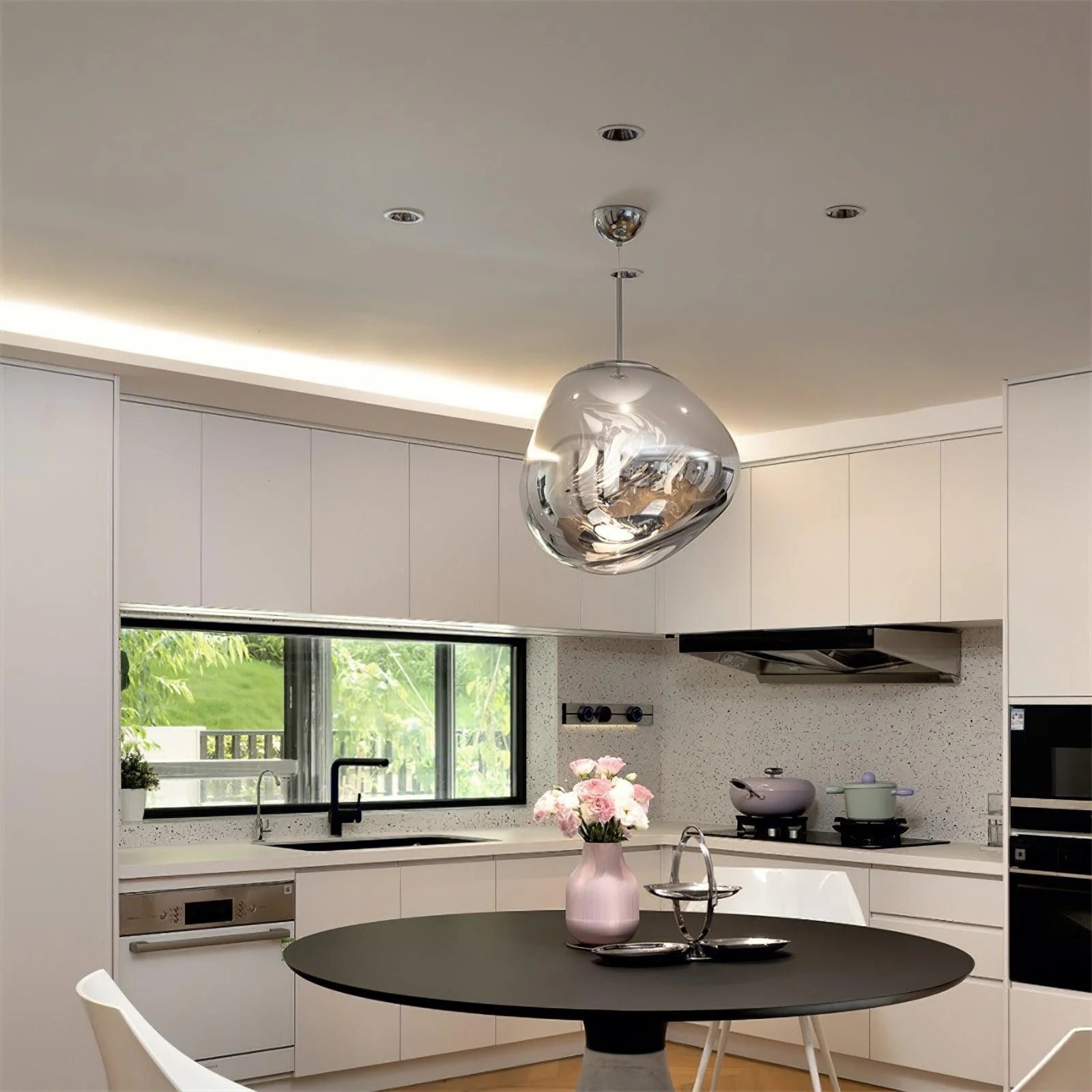 Suspension Design Verre Effet Lave Métallique pour Salon & Salle à Manger | LAVE™