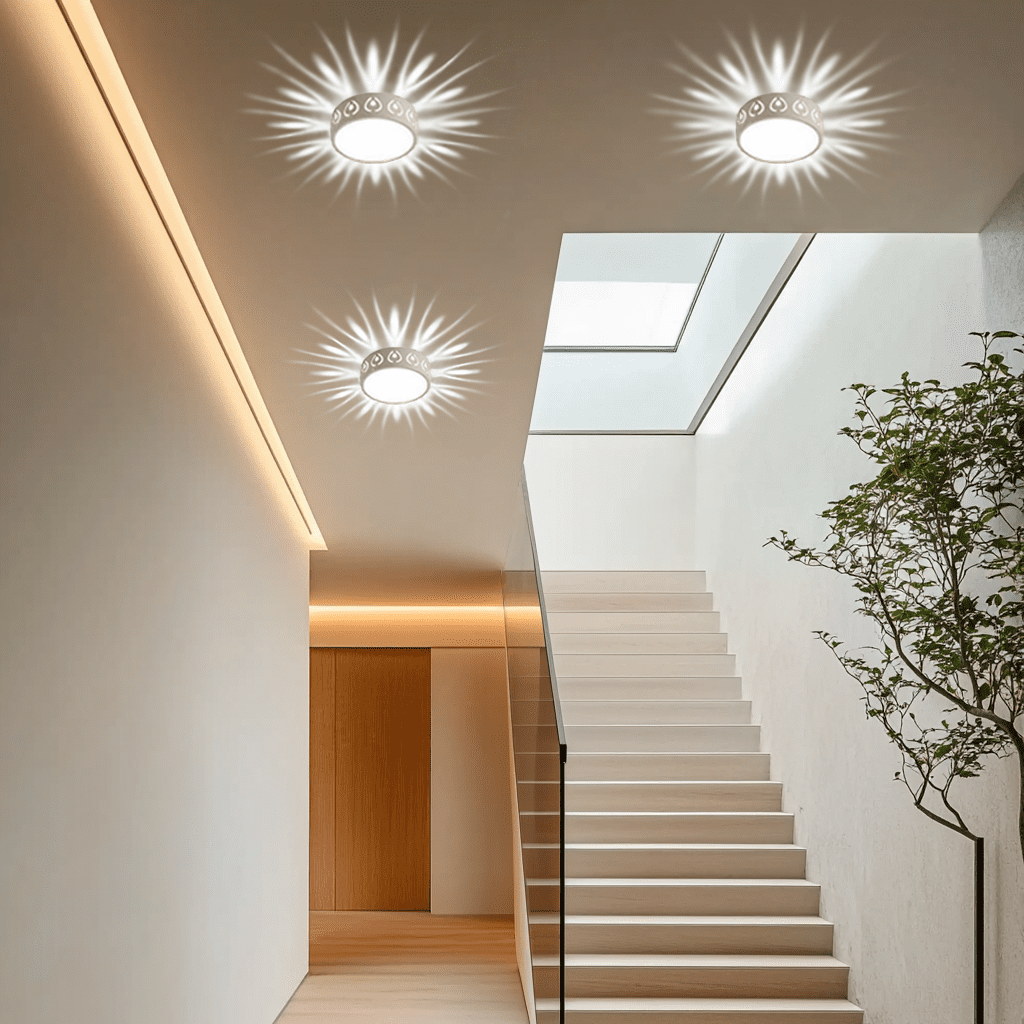 plafonnier LED rond moderne blanc en acrylique cristal montage en surface