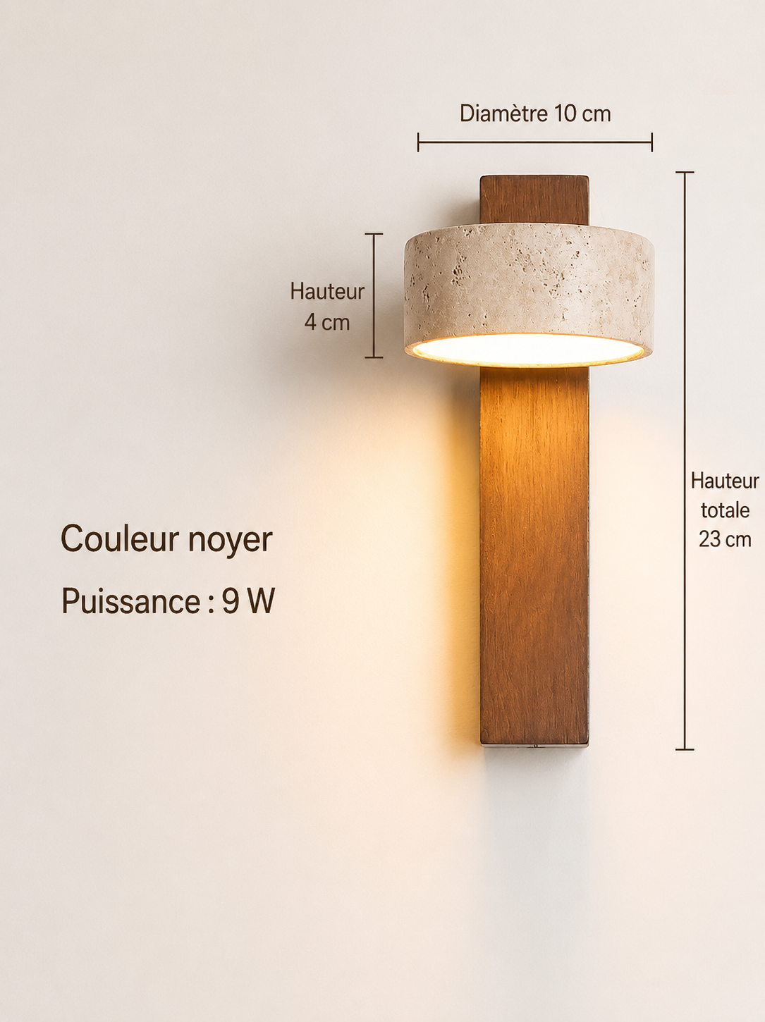 Applique Murale Pierre et Bois Style Japonais — Luminaire Minimaliste Interrupteur Tirette | STELE™