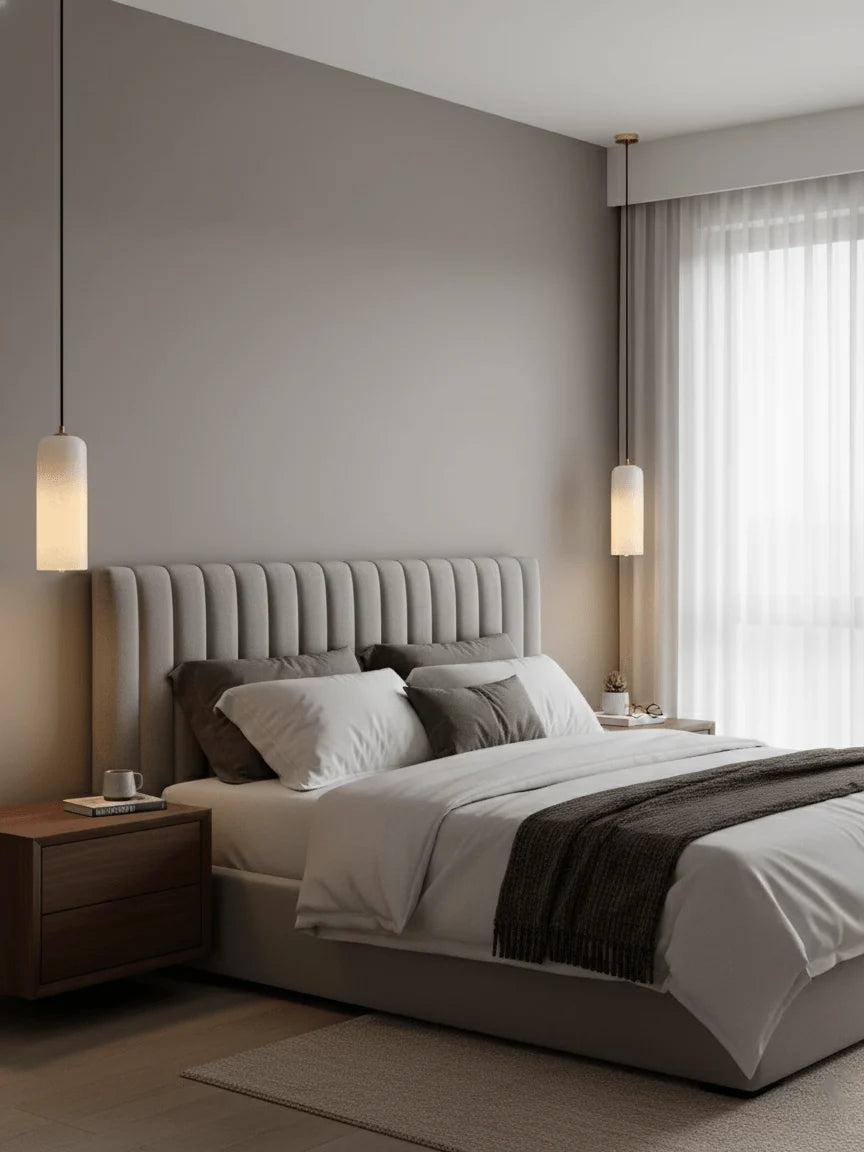 Suspension Cylindre en Marbre Espagnol — Petit Lustre Style Nordique Minimaliste | MENHIR™