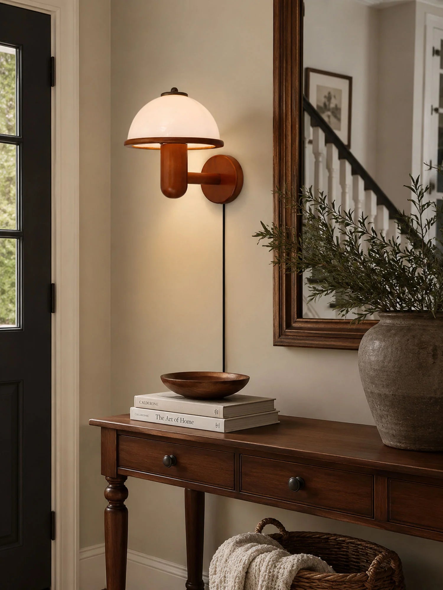 Applique Murale en Bois Chêne Foncé — Lampe Chevet Style Rétro Médiéval | AUBERGE™
