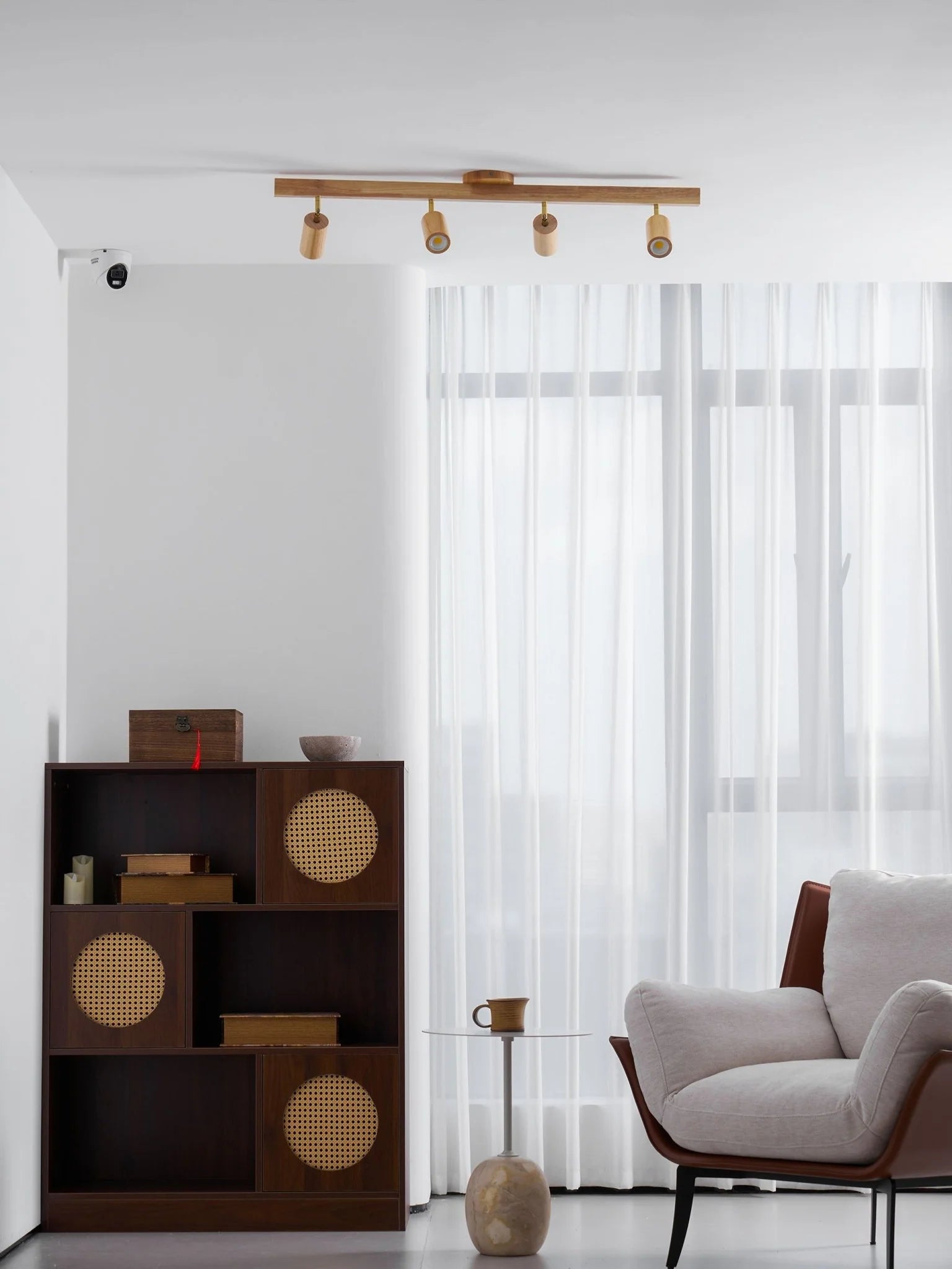 Plafonnier Design Poutre Bois Japonais Spots Orientables pour Chambre & Salon | POUTRE™
