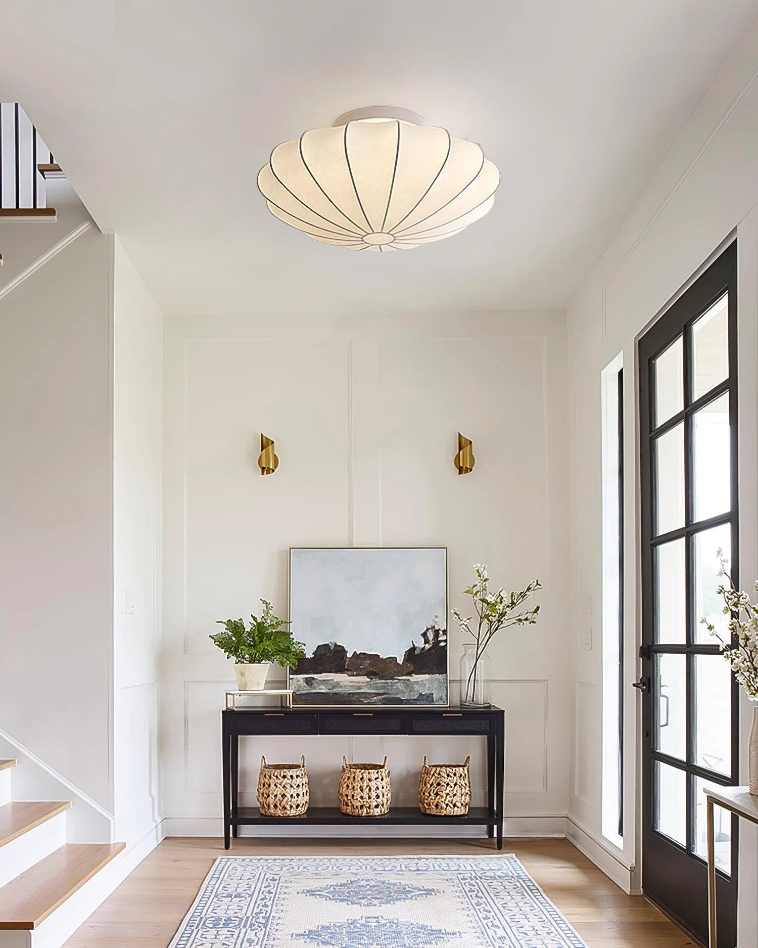 Plafonnier Abat-jour en Soie Ivoire — Downlight Style Art Déco Nordique | IVOIRE™