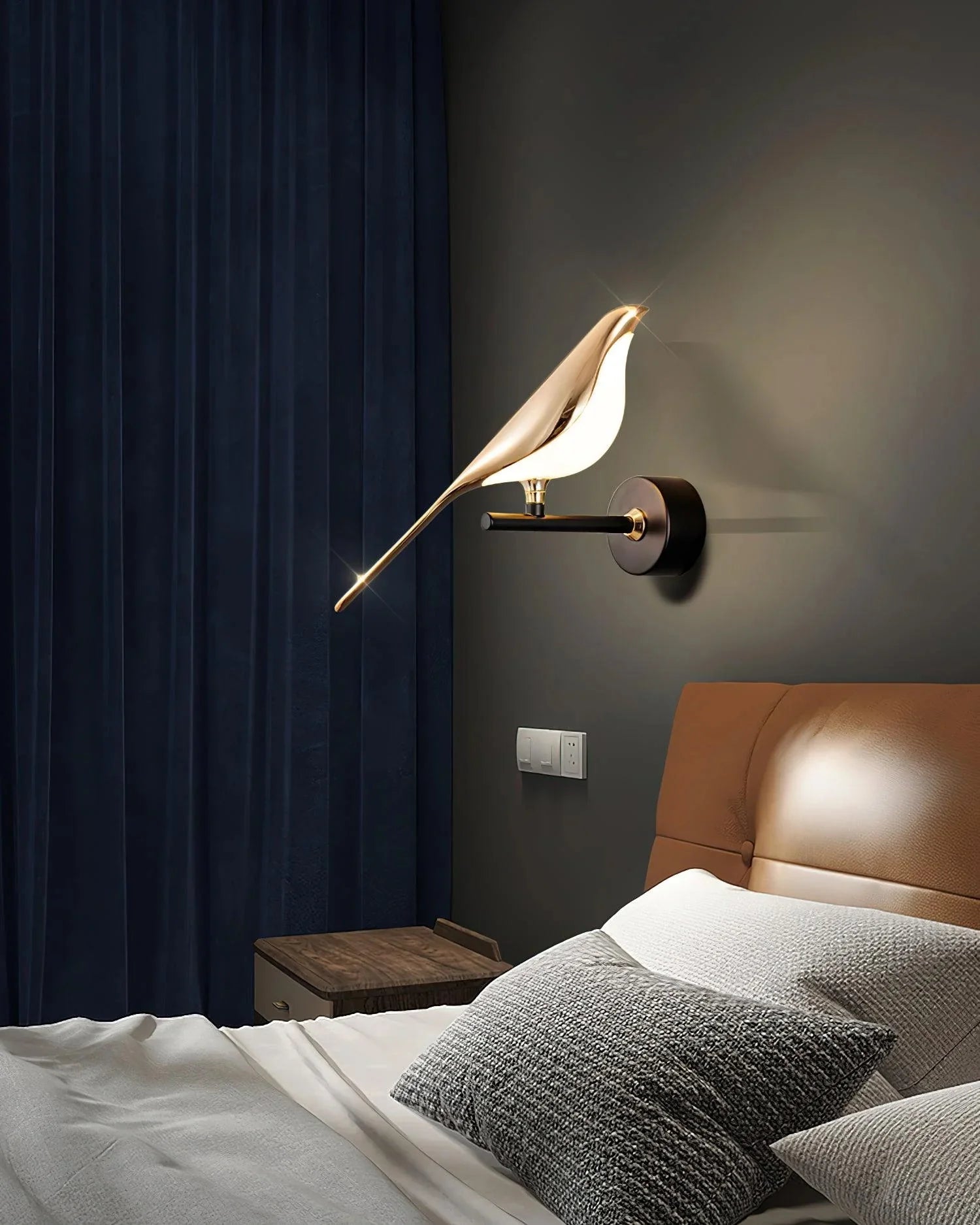 Applique Murale Oiseau en Métal Doré — Lampe Murale Style Nordique Ludique | MÉSANGE™