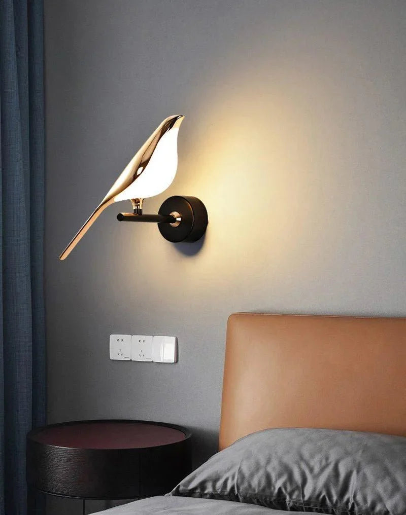 Applique Murale Oiseau en Métal Doré — Lampe Murale Style Nordique Ludique | MÉSANGE™
