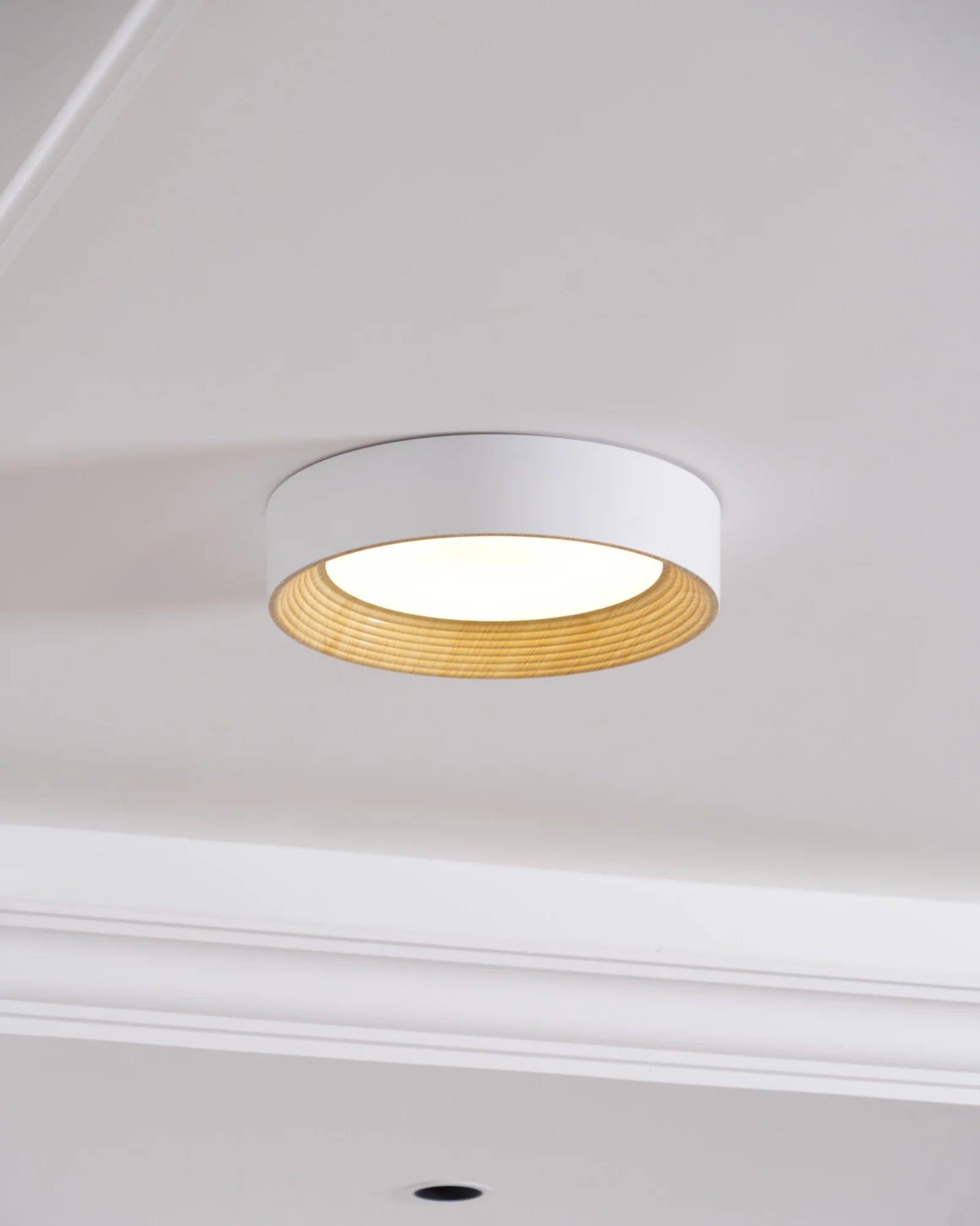 Plafonnier Rond en Bois Massif — Lampe Anti-Lumière Bleue Style Moderne | CERNE™