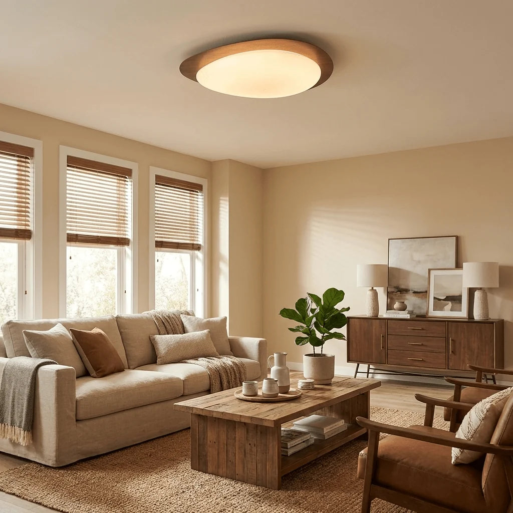 Plafonnier Design Galet Bois Asymétrique pour Chambre & Salle à Manger | CAILLOU™