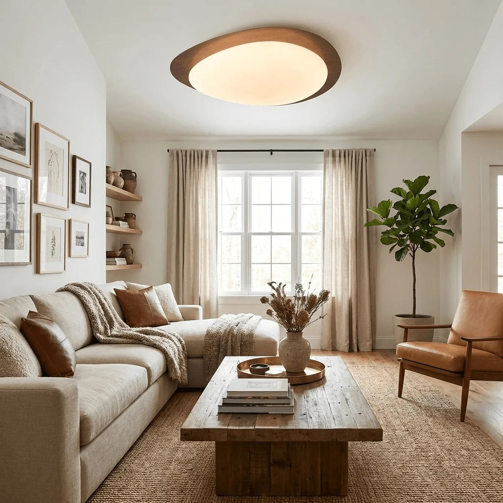 Plafonnier Design Galet Bois Asymétrique pour Chambre & Salle à Manger | CAILLOU™