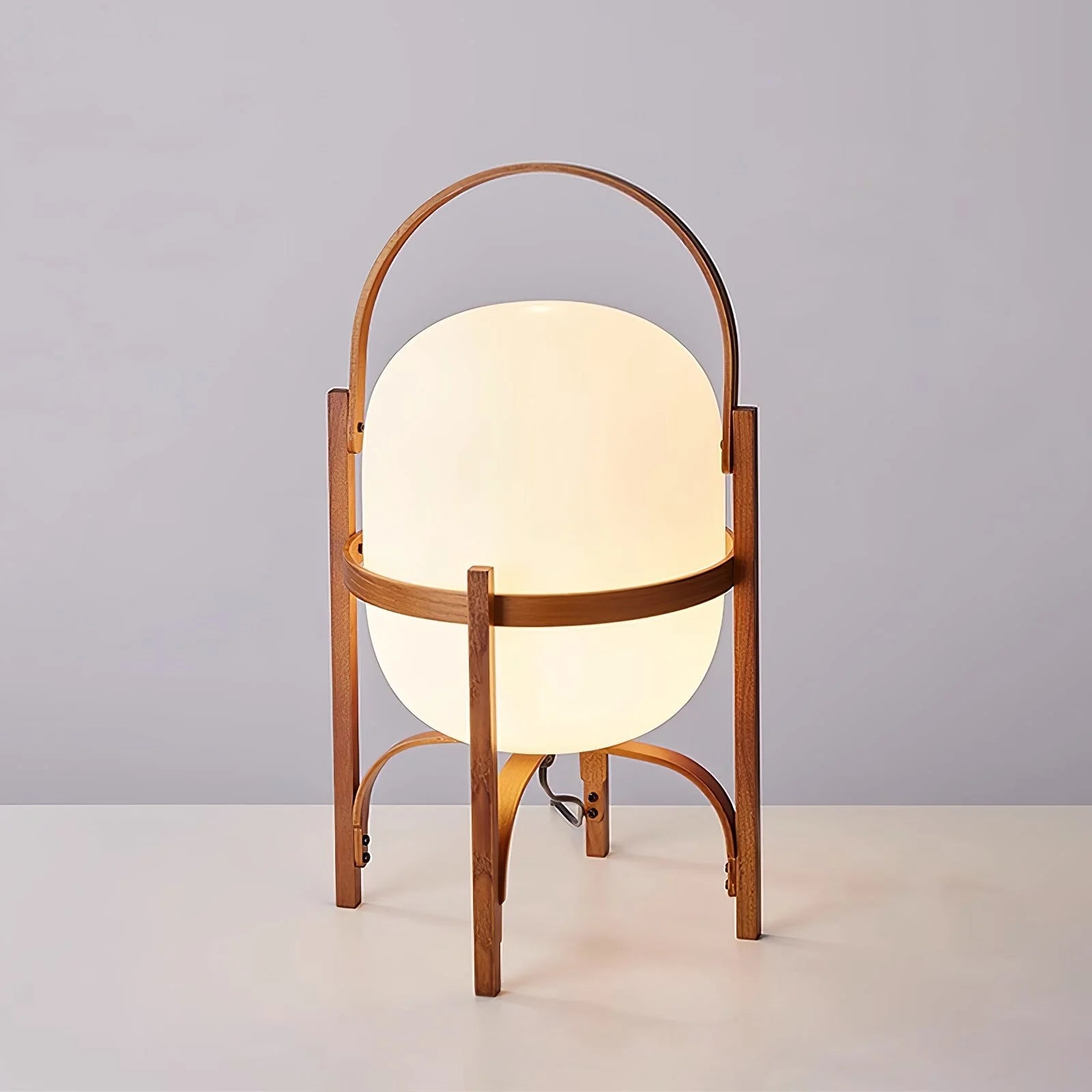 Lampe de Table Bois & Verre — Lampadaire Style Art Déco Simple | SOUCHE™