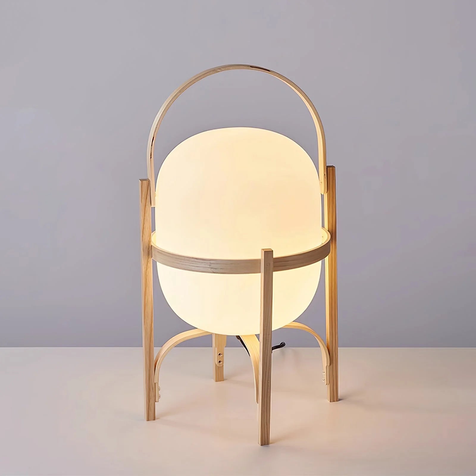 Lampe de Table Bois & Verre — Lampadaire Style Art Déco Simple | SOUCHE™