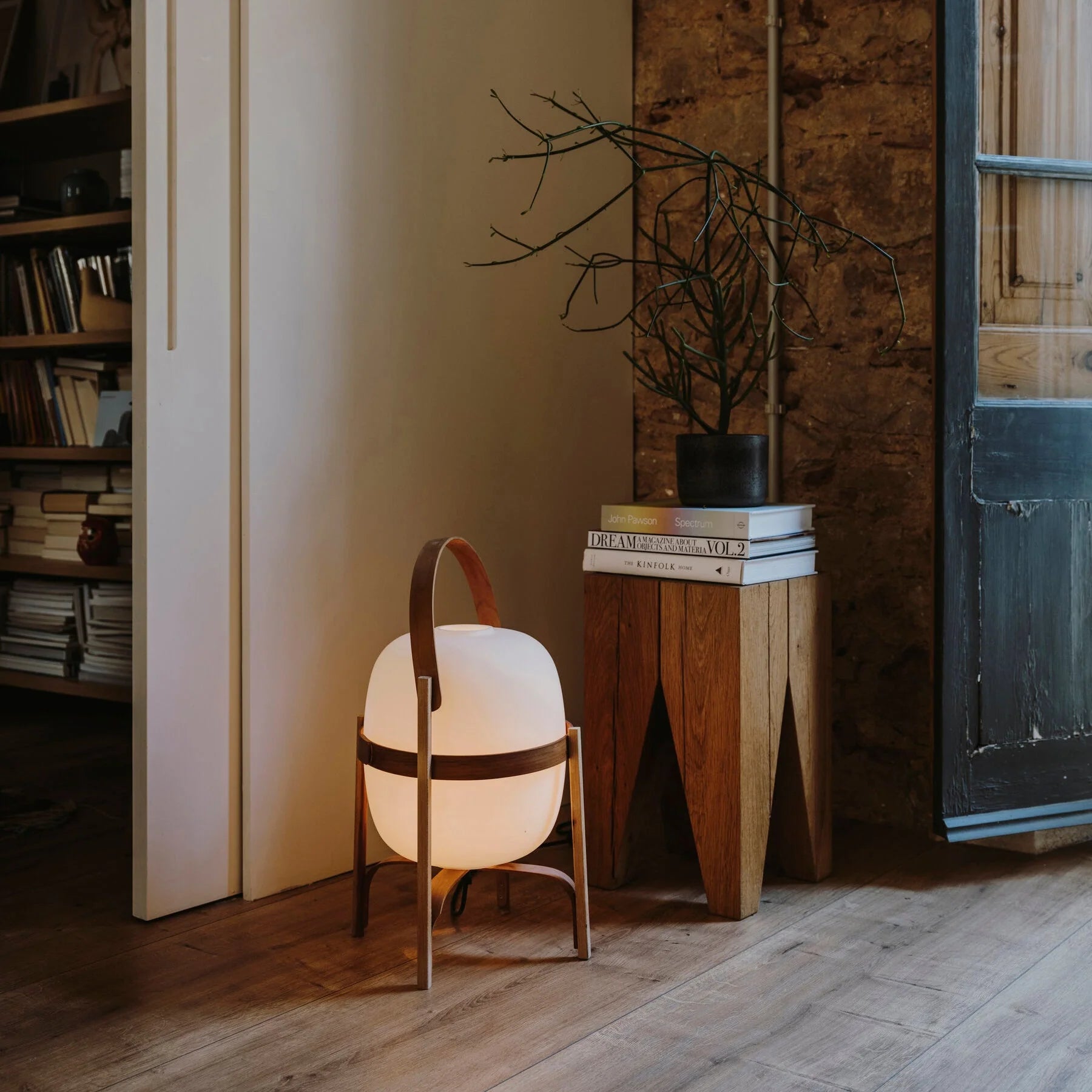 Lampe de Table Bois & Verre — Lampadaire Style Art Déco Simple | SOUCHE™