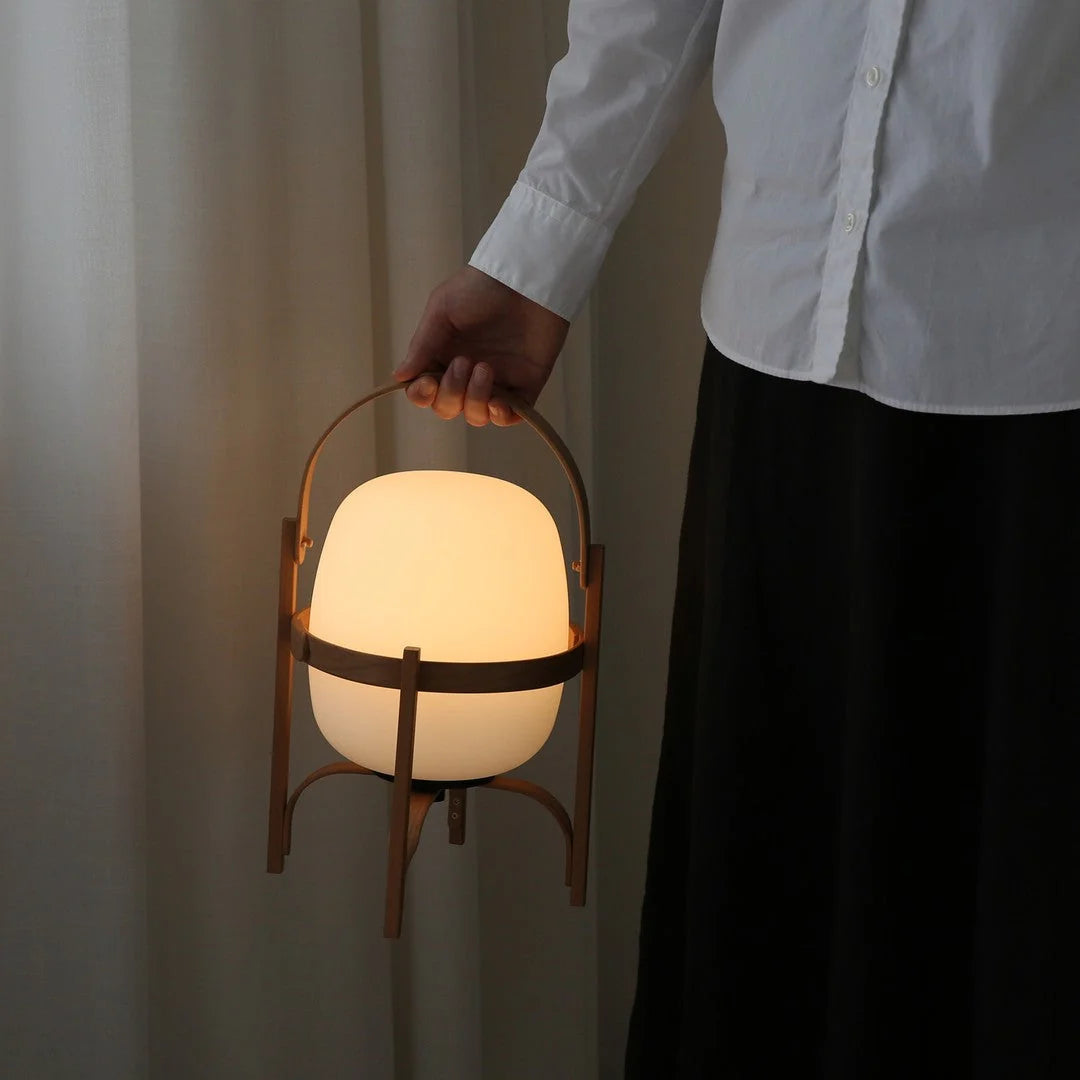 Lampe de Table Bois & Verre — Lampadaire Style Art Déco Simple | SOUCHE™