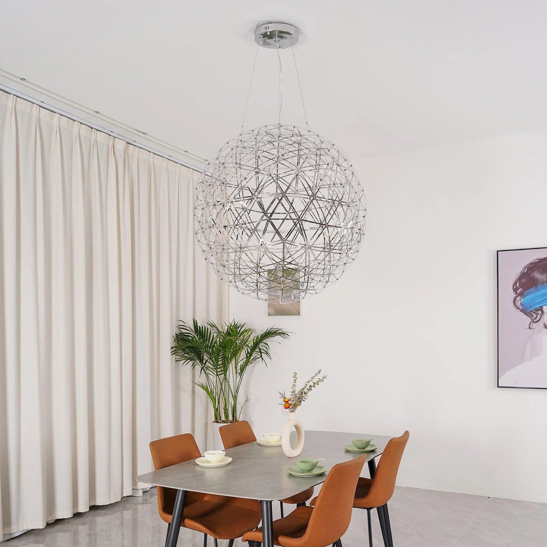 Lustre Boule Étincelante en Acier Chromé — Plafonnier Style Moderne Multi-Points | ÉTINCELLE™